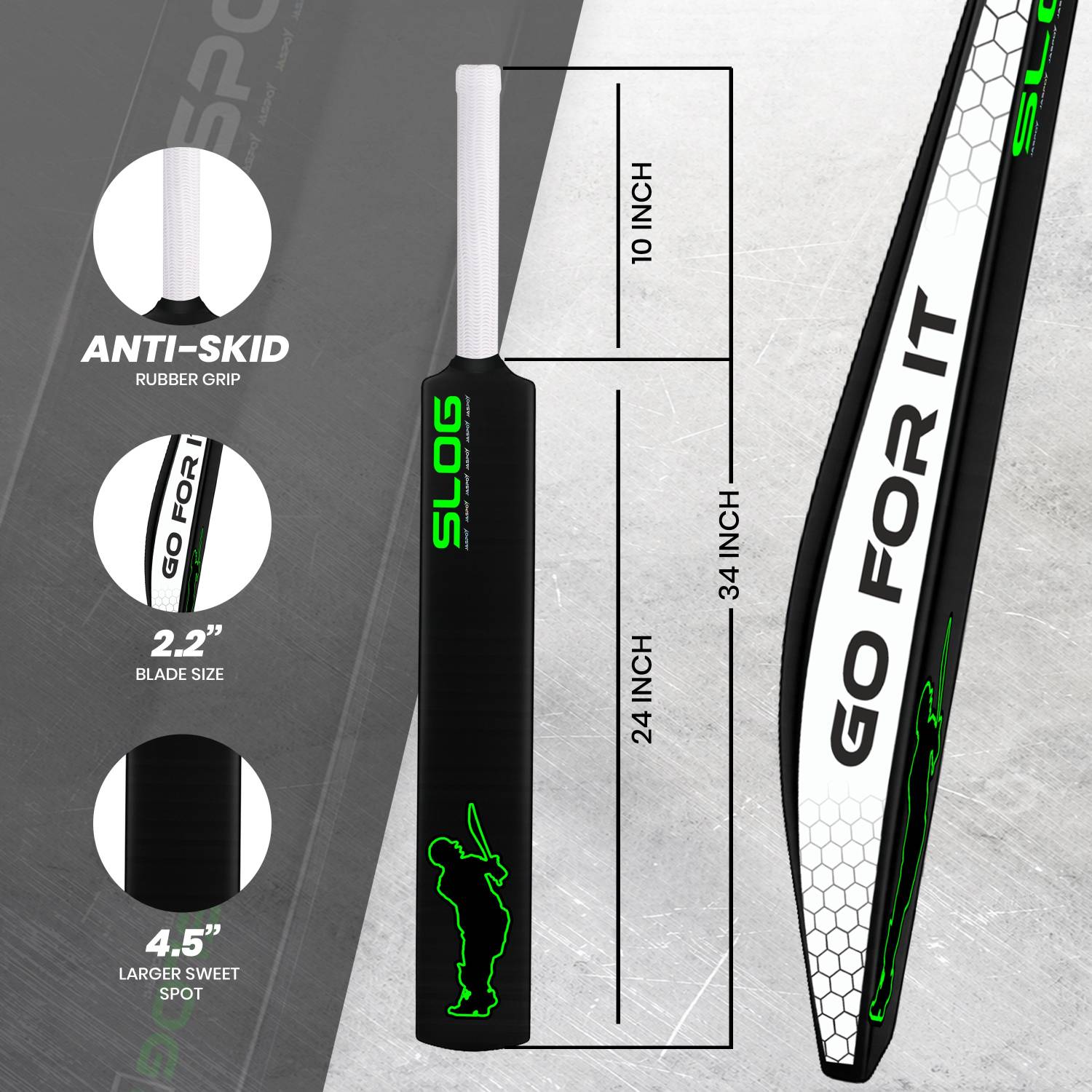 Jaspo Slog Heavy Duty PVC Cricket Bat (34x4.5 inches) - Image 2