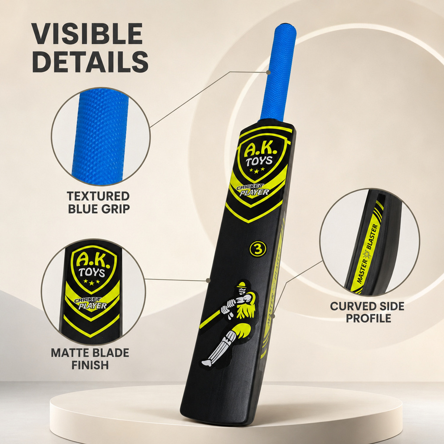 Image of NFtoys Kids Plastic Cricket Bat with Blue Grip for Outdoor Garden Sports Play PVC /Plastic Cricket Bat For 12 - 14 Yrs