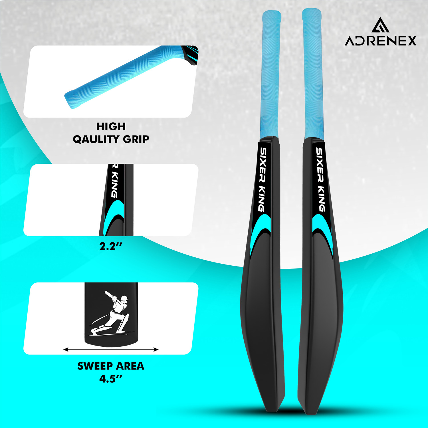Image of Adrenex Plastic Cricket Bat Full Size Bat for All Age Group Indoor & Outdoor PVC /Plastic Cricket Bat For 15+ Yrs