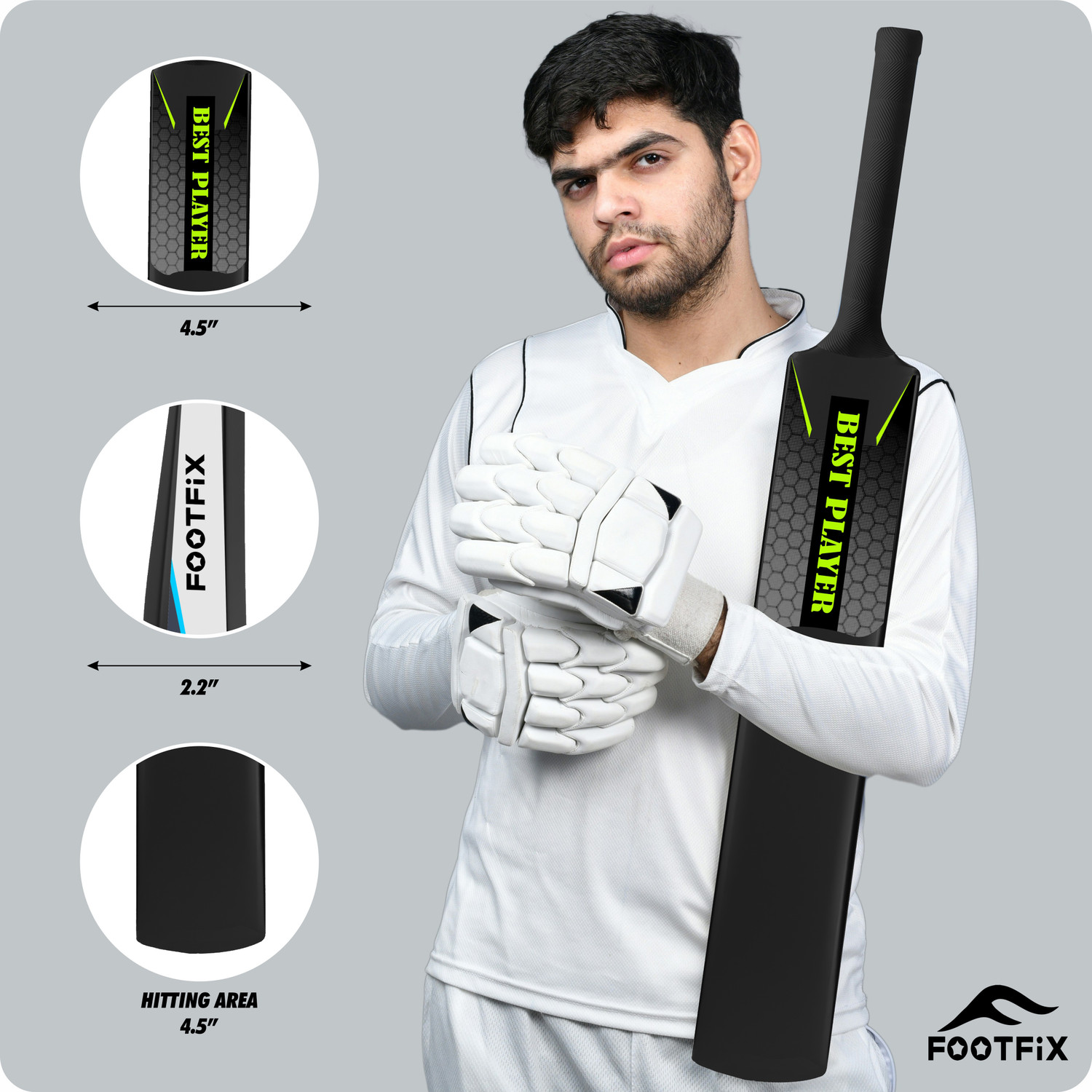 Image of FOOTFIX Best Player Size 4 PVC /Plastic Cricket Bat For 10 - 12 Yrs