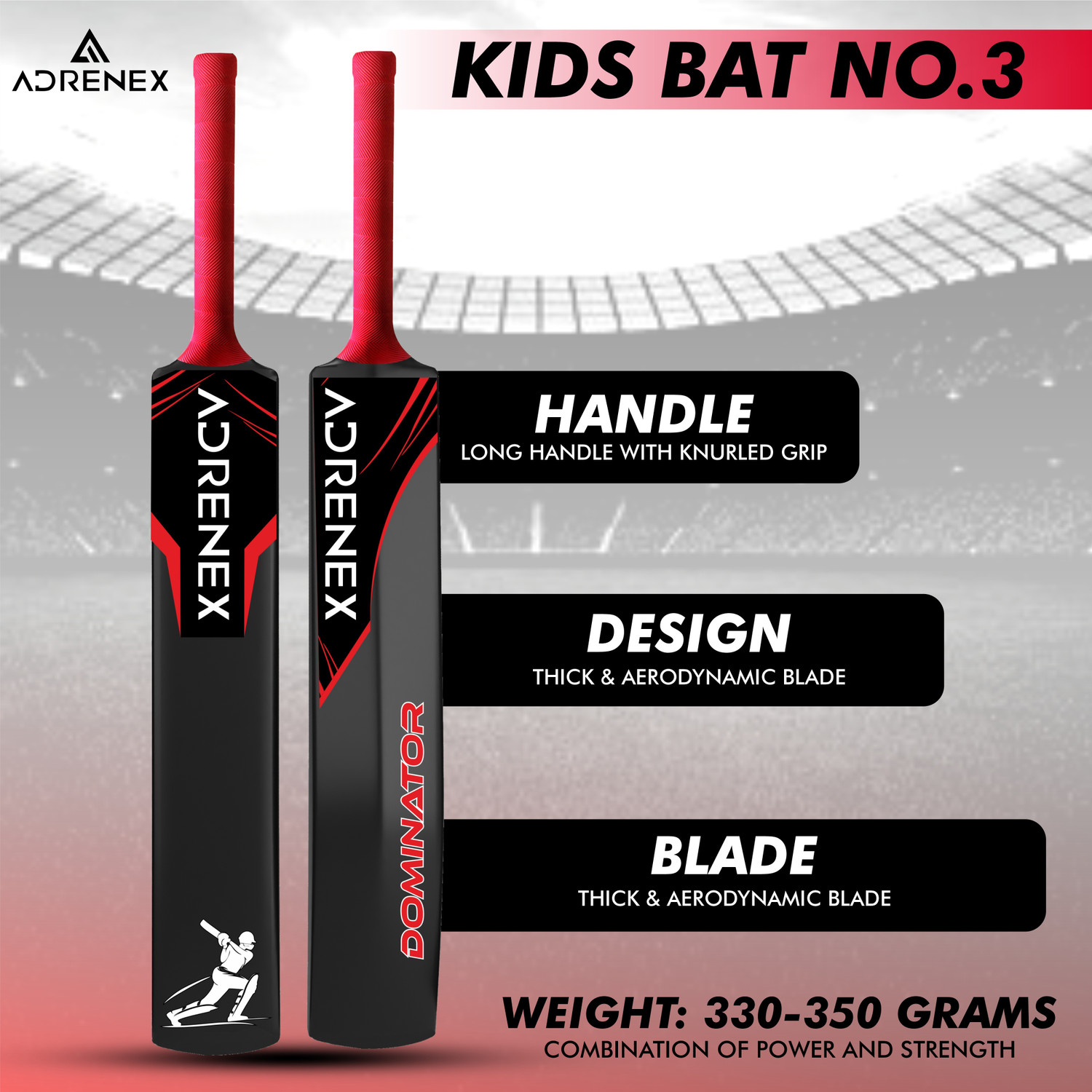 Image of Adrenex JUNIOR Plastic Cricket Kids Bat for (6yr To 7yr) Indoor & Outdoor PVC /Plastic Cricket Bat For 6 - 7 Yrs