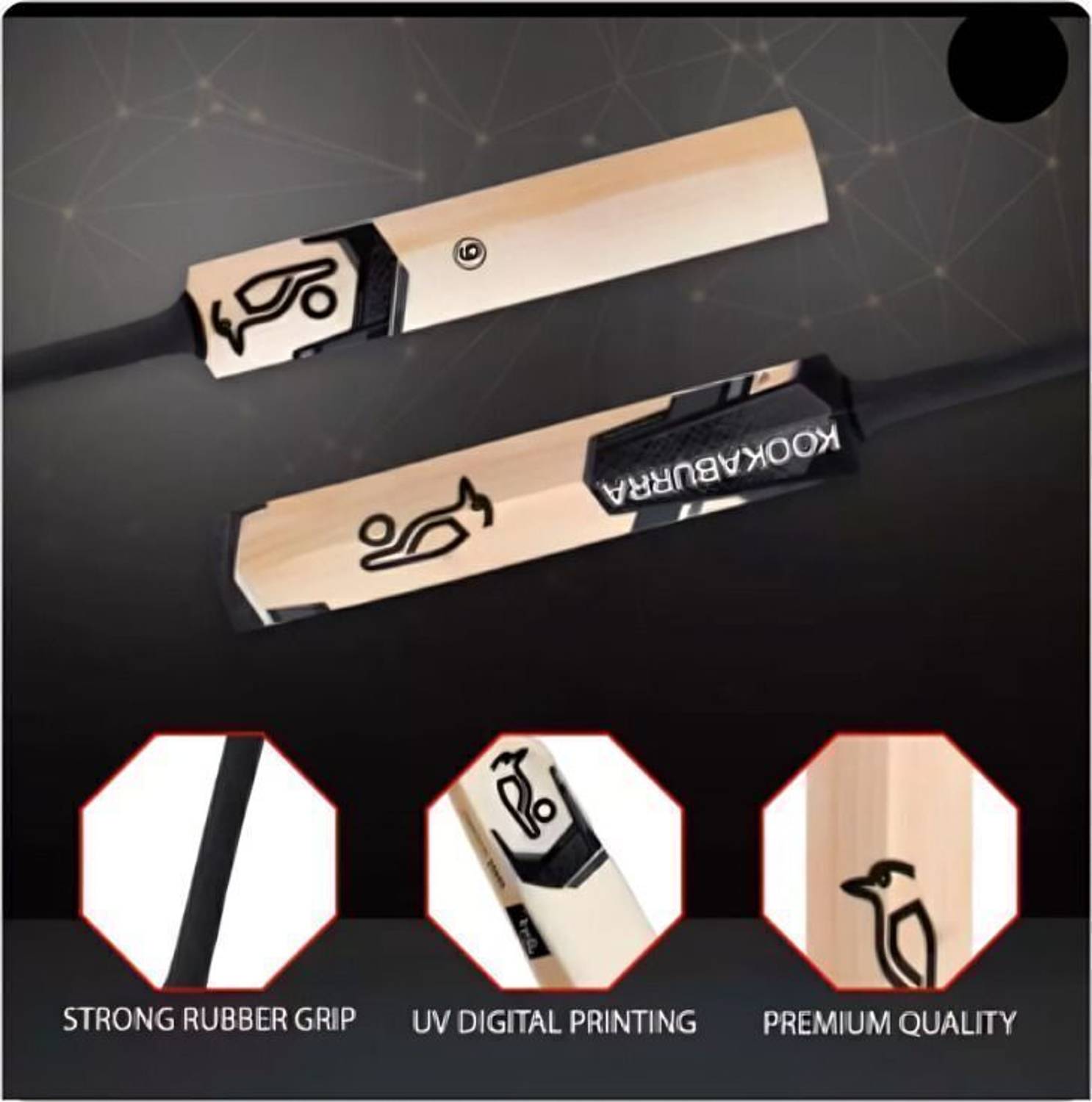 R V Sports Kookaburra Black Edition Cricket Bat - Image 3