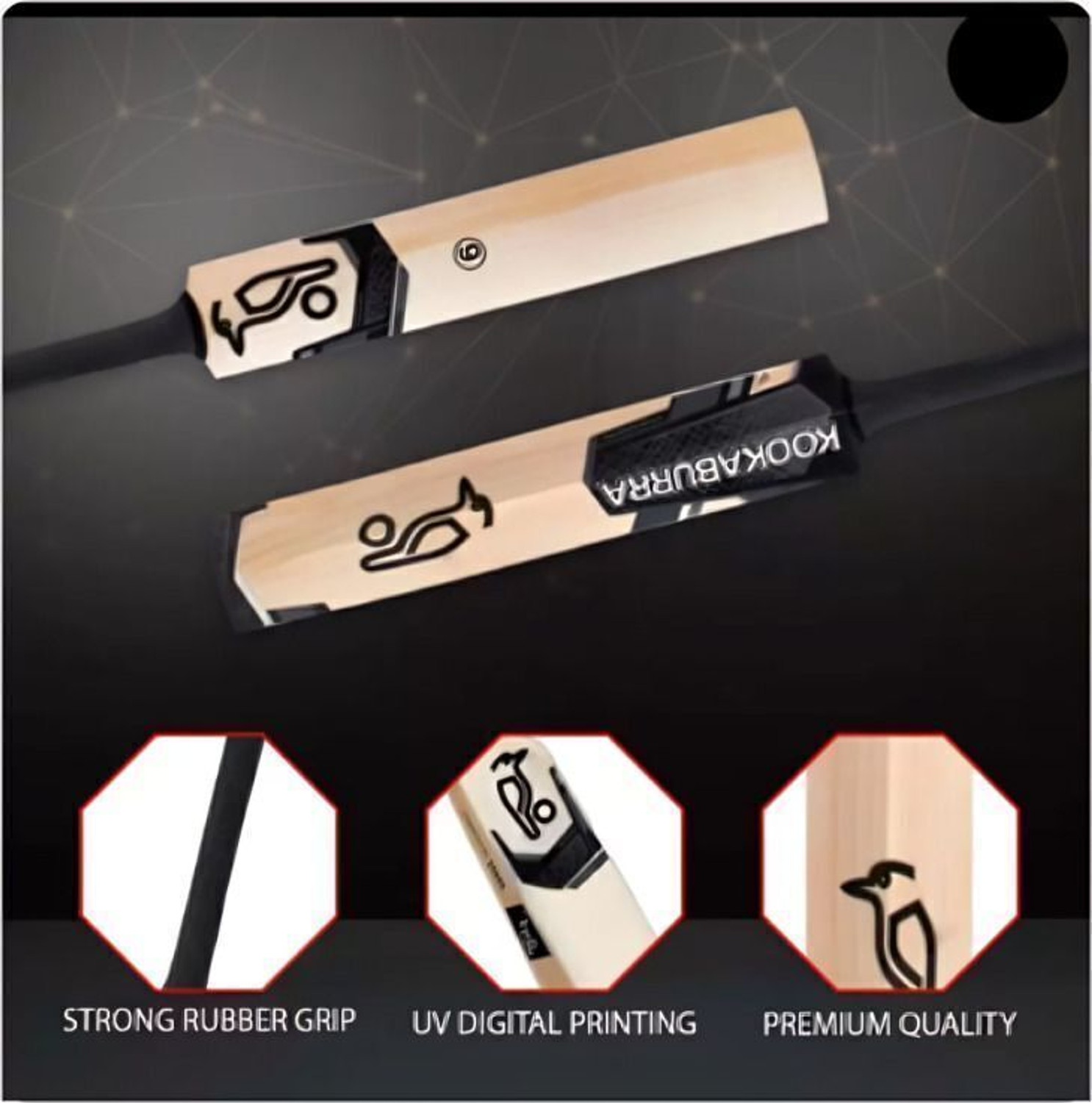 Image of R V Sports Kookaburra Black Edition | Tennis Ball Cricket Bat | Size 6 Poplar Willow Cricket Bat For 9 - 11 Yrs