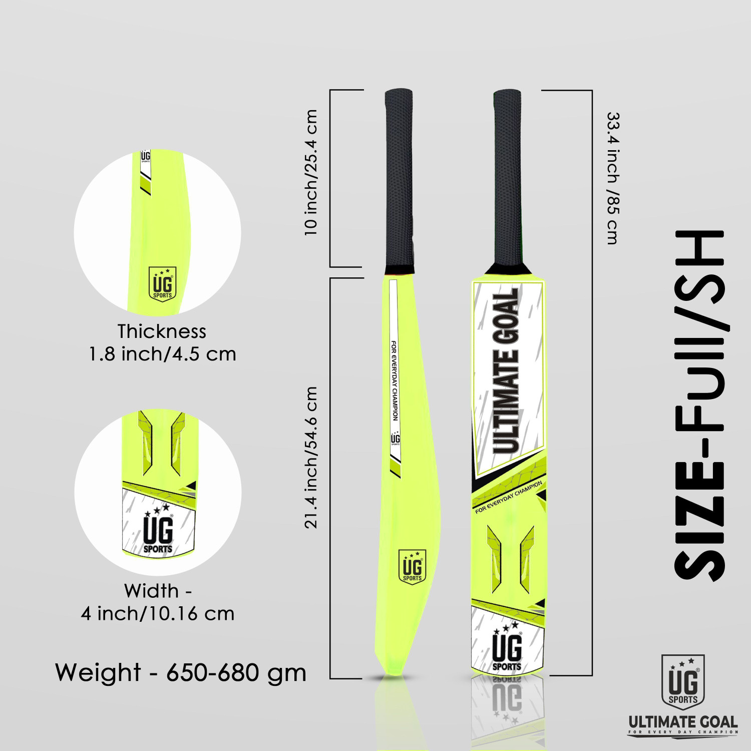 Image of UG SPORTS Plastic - Fiber Cricket Bat |Strong & Stylish |33.4 INCH (Green, Full Size) PVC /Plastic Cricket Bat For 15+ Yrs