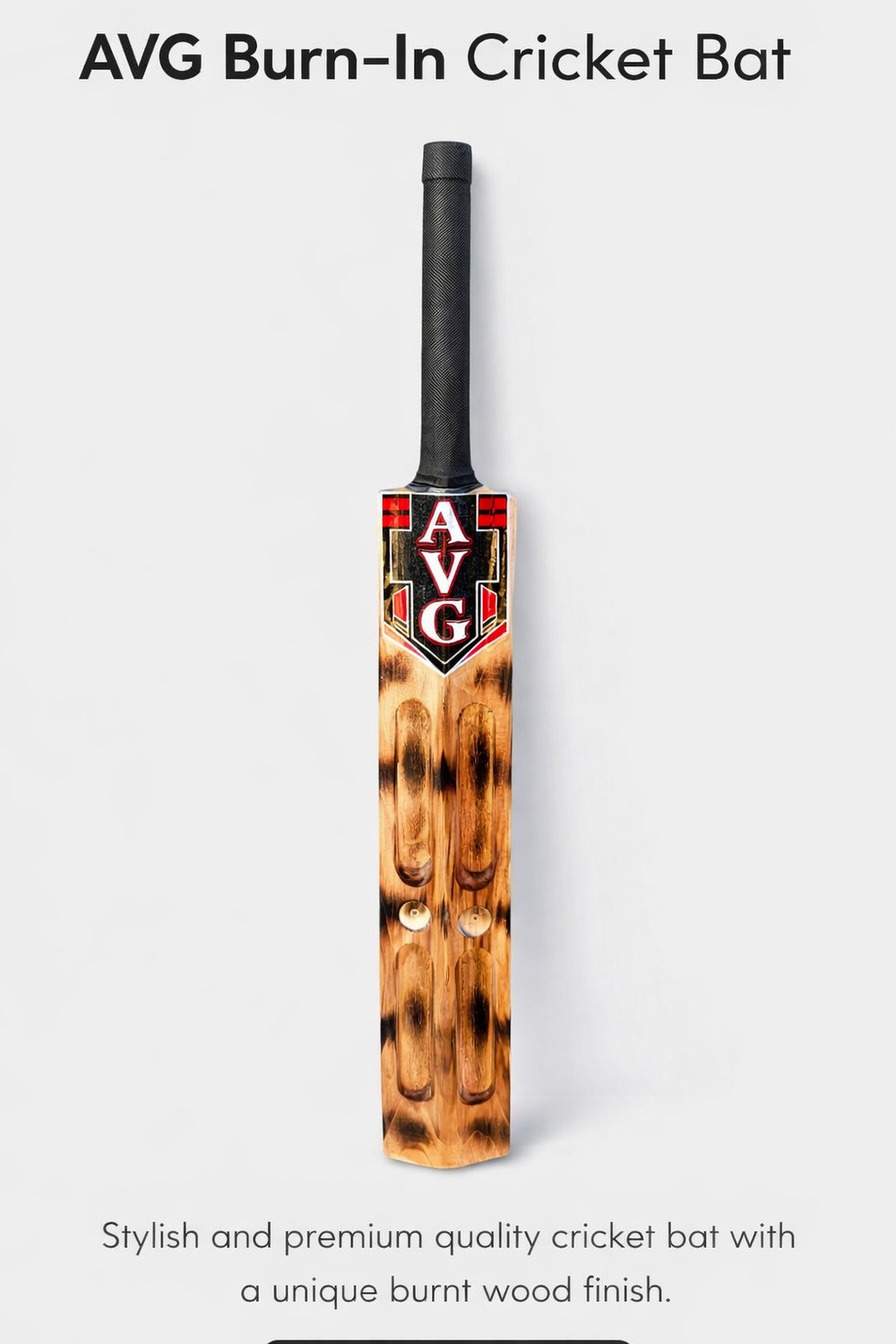Image of AVG Cricket Bat Full Size Poplar Willow fire design Cricket Bat Poplar Willow Cricket Bat For 15+ Yrs