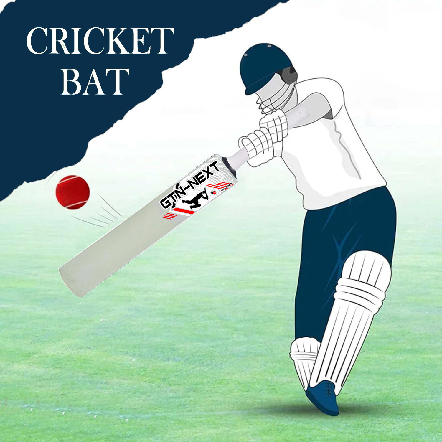 Image of GTN Next Scoop Cricket Bat Tennis Ball and Rubber Ball Play | Durable Fiber Bat PVC /Plastic Cricket Bat For 15+ Yrs