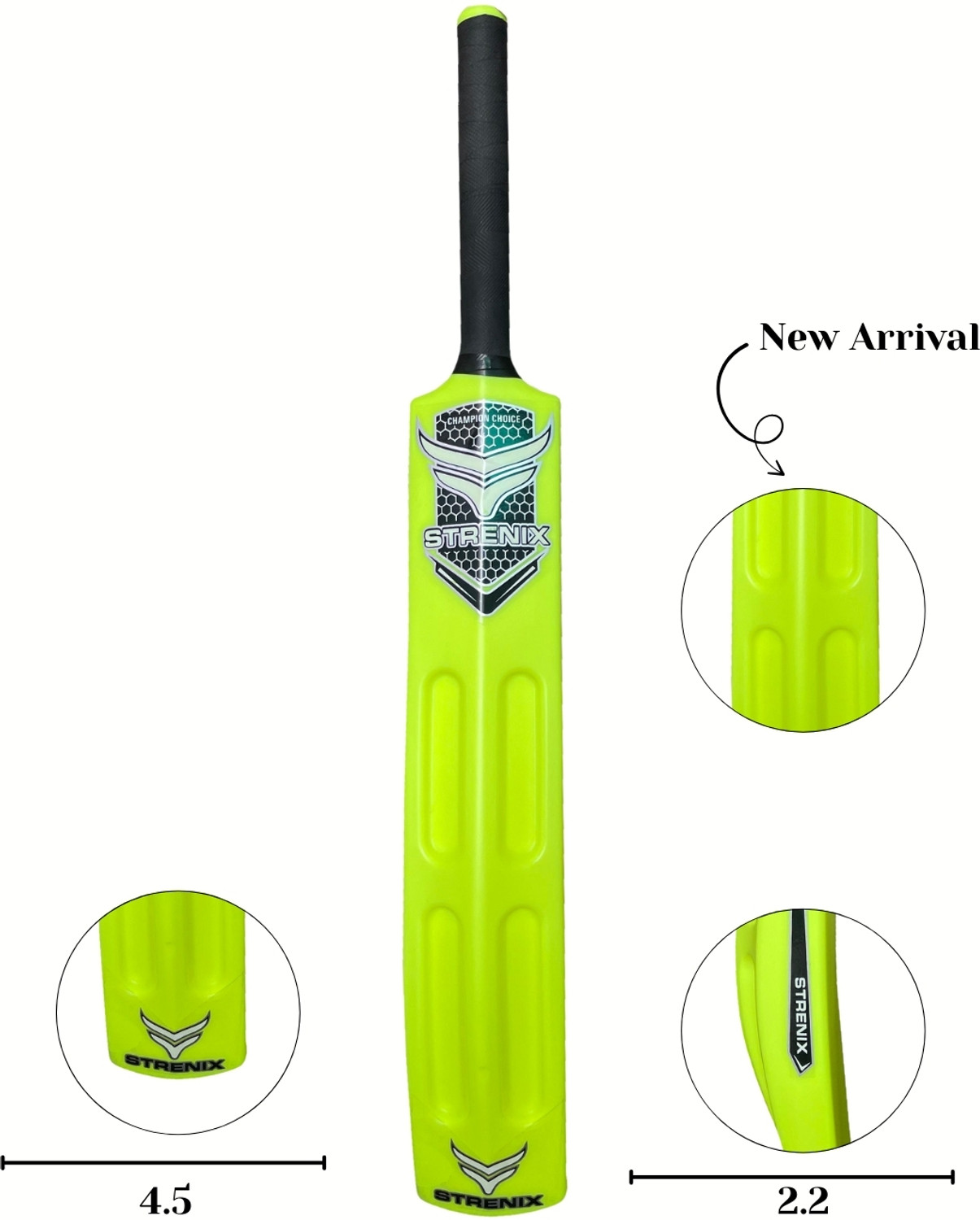 Image of STRENIX 8 No Bat 34 Inch 800g, Heavy-Duty Plastic with Cushioned Grip Powerful Play PVC /Plastic Cricket Bat For 15+ Yrs