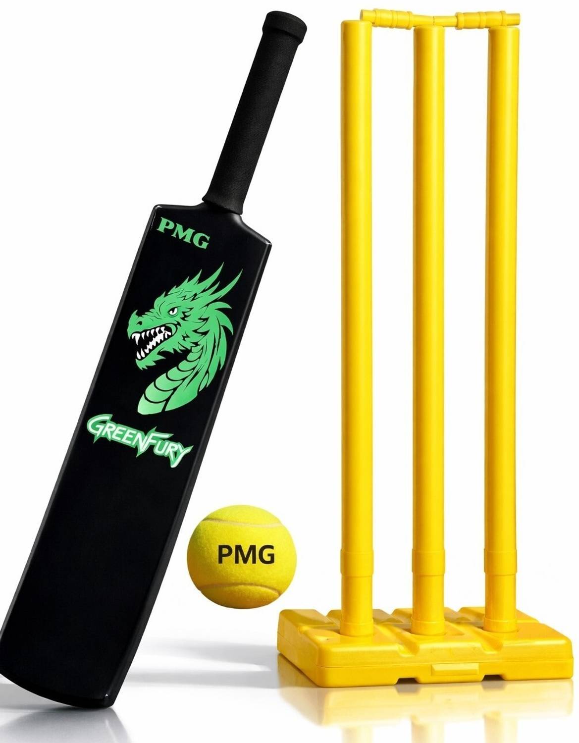 PMG GreenFury Kids Plastic Cricket Bat Set with Ball & Stumps H