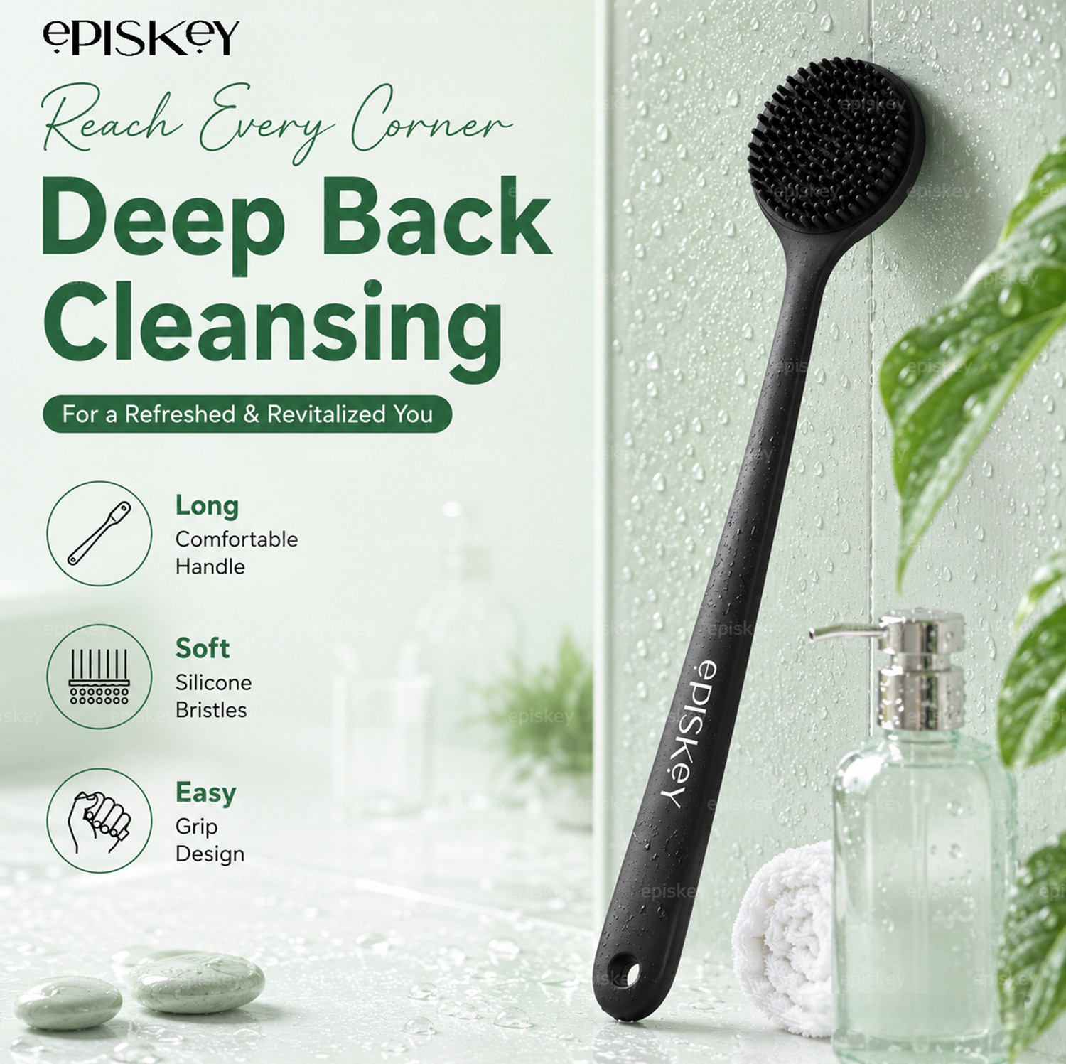 Image of Episkey 5 in 1 Bath Combo Set- Exfoliating Body Scrubber, Scalp Massager & Ice Roller