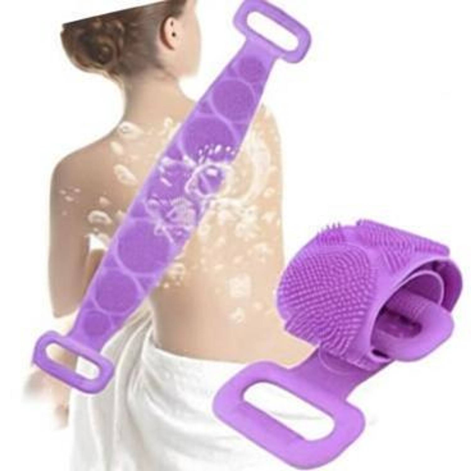 Aryshaa Bath belt combo Silicone Body Back Scrubber, Double Side Bathing Brush for Skin Deep Cleaning Massage, Dead Skin Removal Exfoliating Easy to Clean,Silicon Rubber for Men & Women Pack of 1 (Multicolor)