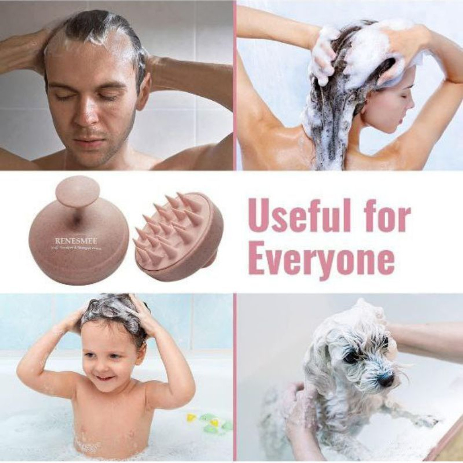 Image of Mg StarMart Scalp Hair Head Soft Silicone Scrubber Brush For Shampoo To Reduce Dandruff