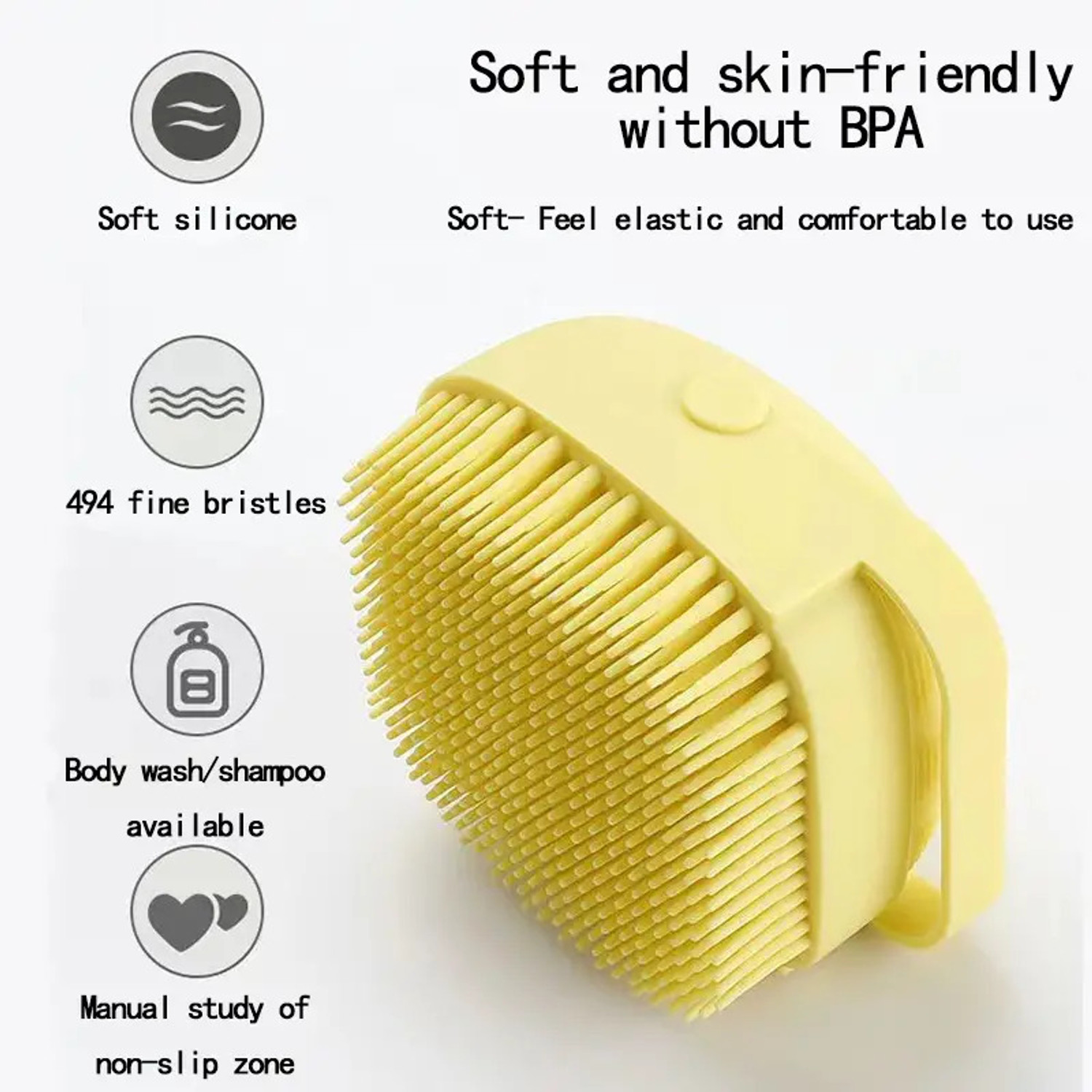 Image of Ankev Silicone Soft Bath Body Brush with Shampoo Dispenser Scrubber use in Shower
