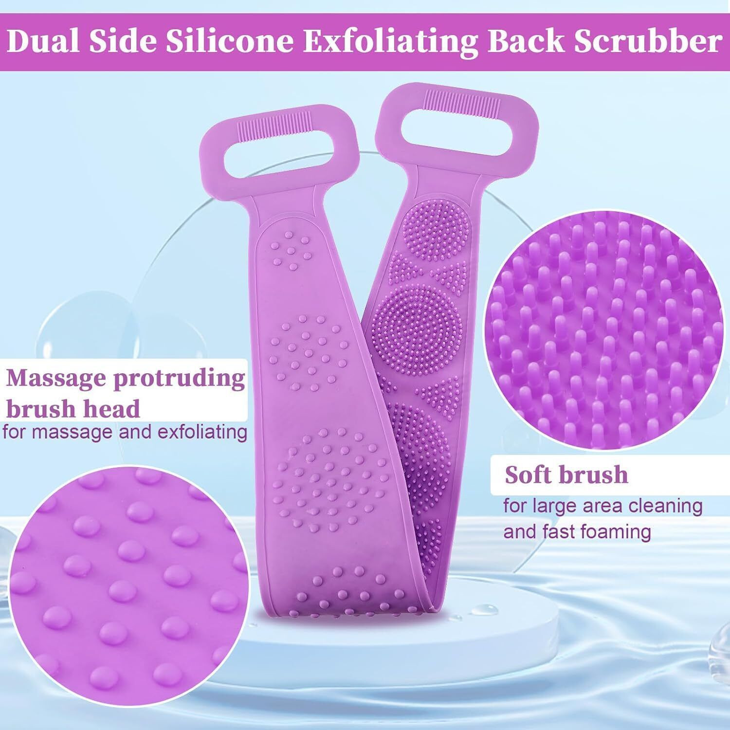 Image of Brulee Double Sided Silicone Body Bath Belt /Exfoliating Shower Scrubber BeltX2.093