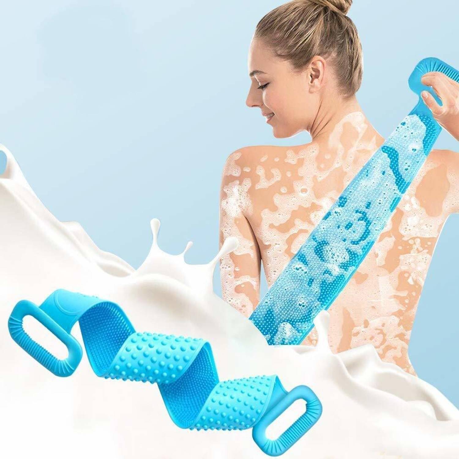 AKGENIC Body Back Scrubber, Double Side Silicon bath Belt for Shower