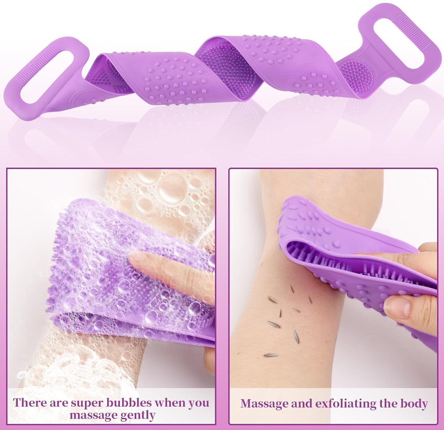 Image of Brulee Double Sided Silicone Body Bath Belt /Exfoliating Shower Scrubber BeltX2.093