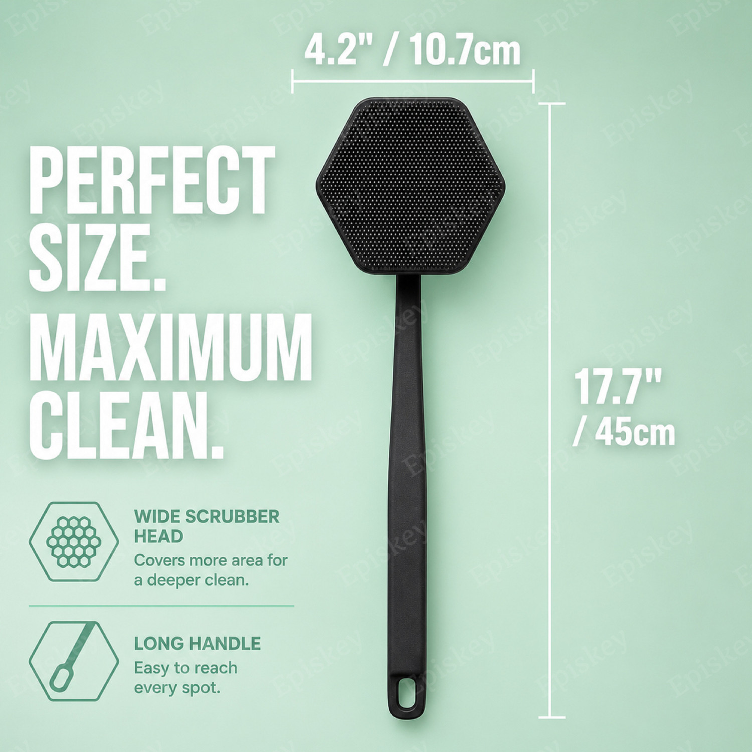 Image of Episkey Back Scrubber - Silicone Shower & Bath Brightening Body Brush with Long Handle