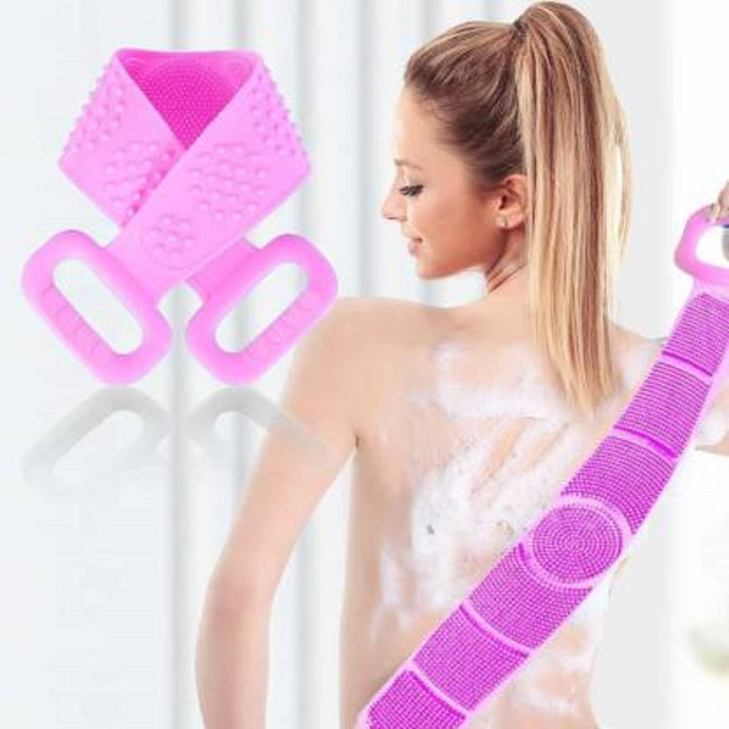 BeeDuck Massage dots, Two Sided Bath Body Brush Belt for Men Women Shower