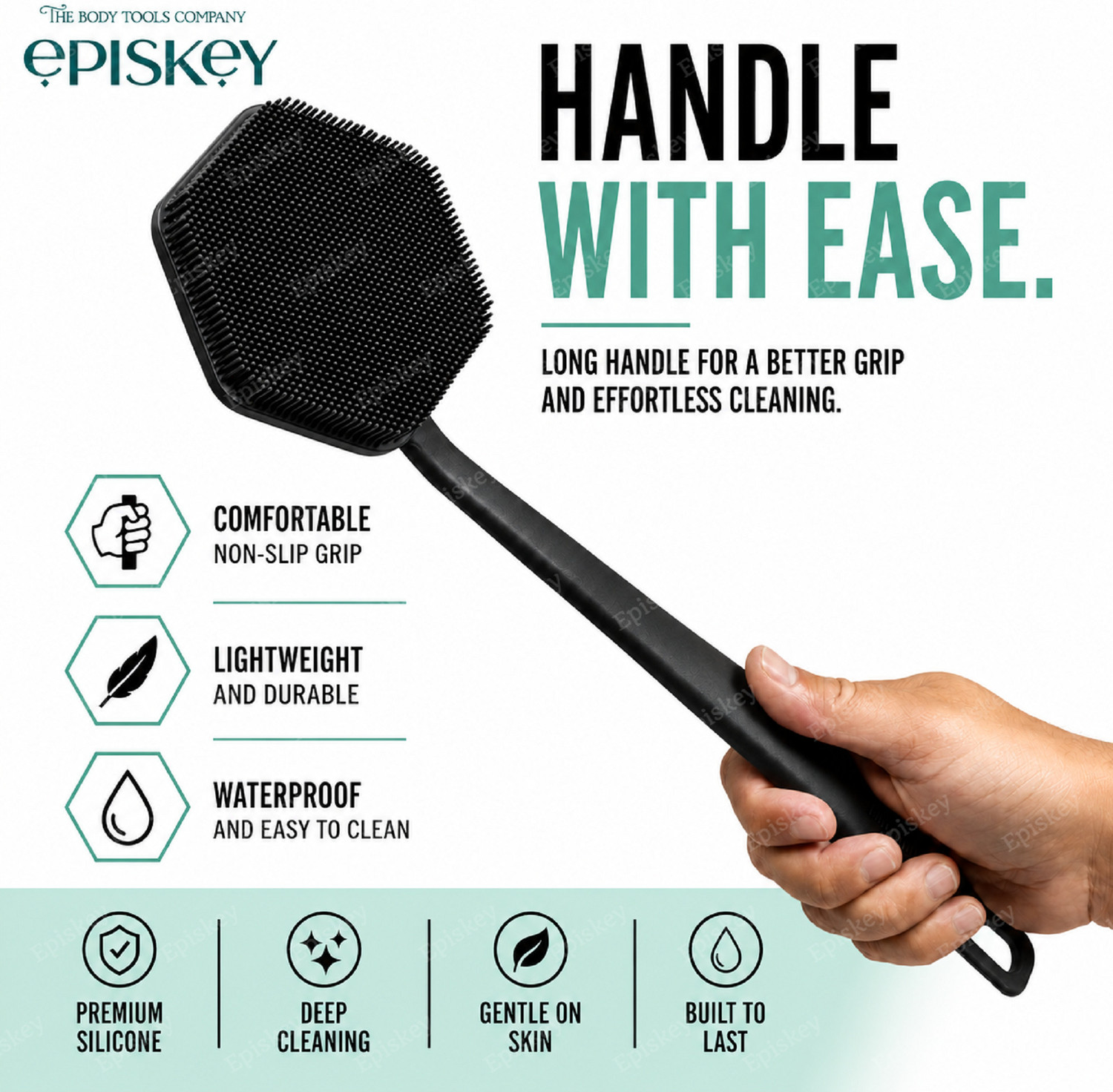 Image of Episkey Ultimate Trio Bath Scrubber Combo 3in1 Silicone Face, Body & Back Scrubber Combo