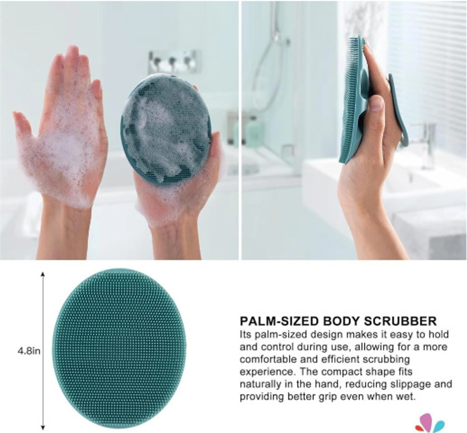 Image of Primewell Silicon Shower Bath Back Brush+Body Scrubber+Scalp Massager+Face Scrubber+Hooks