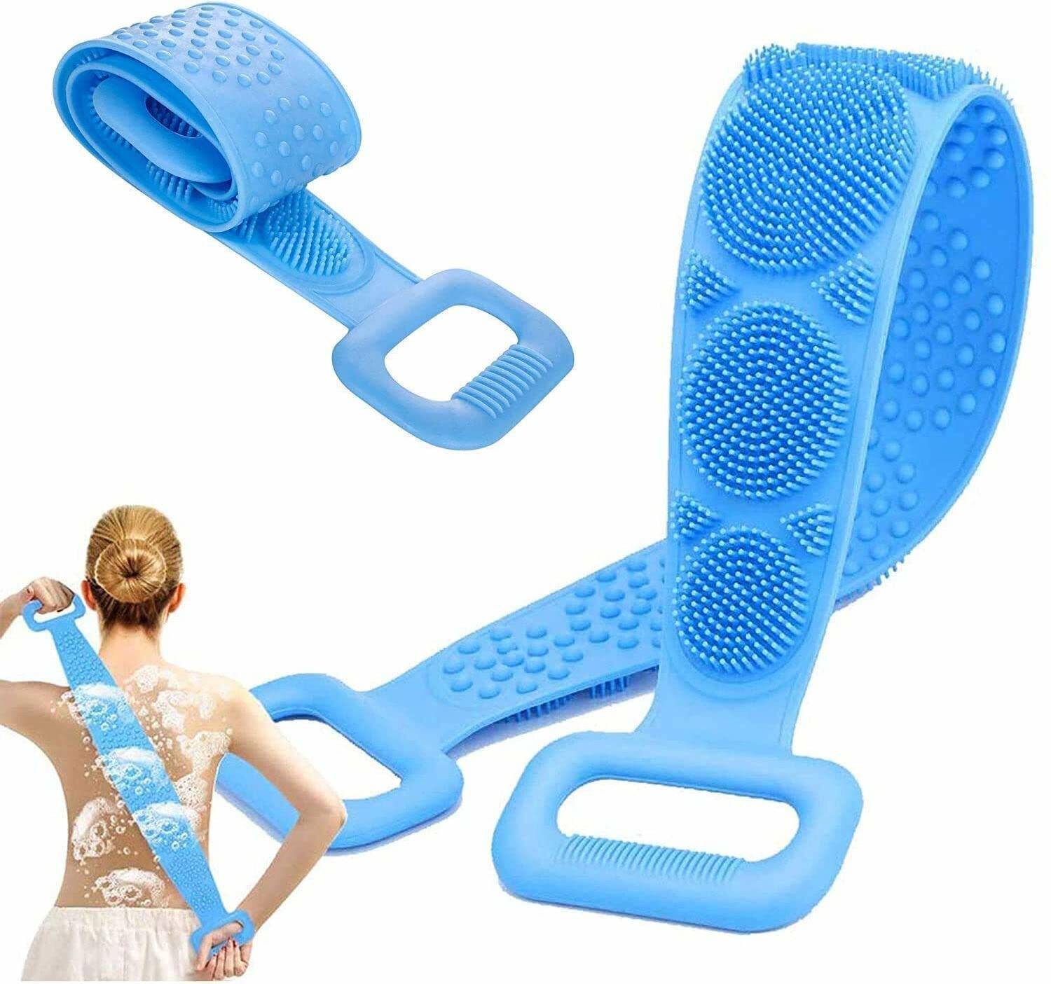 AKHANDDD Bath Body Cleaning Belt Extra Long Silicone Back Scrubber Strap