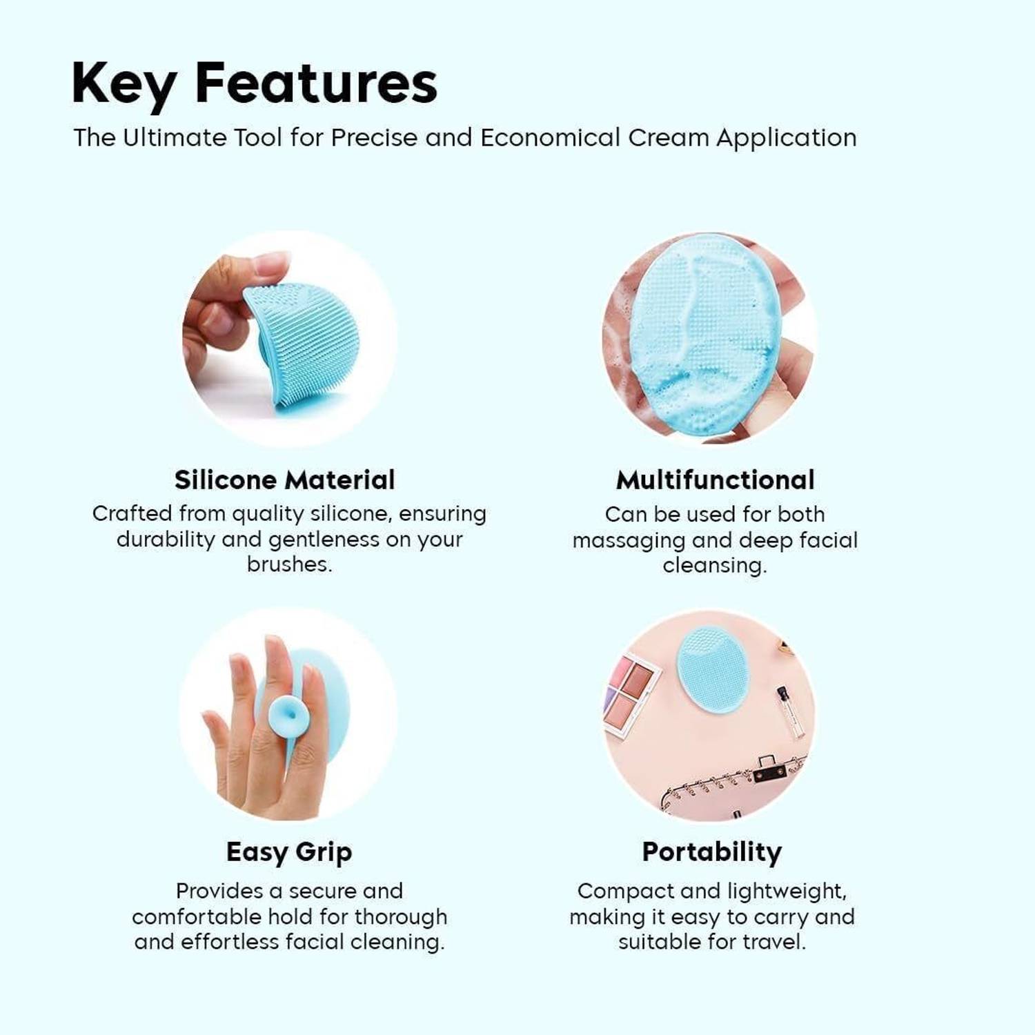 RUGY 1 Pack Blue Silicone Facial Cleansing Brush - Image 2