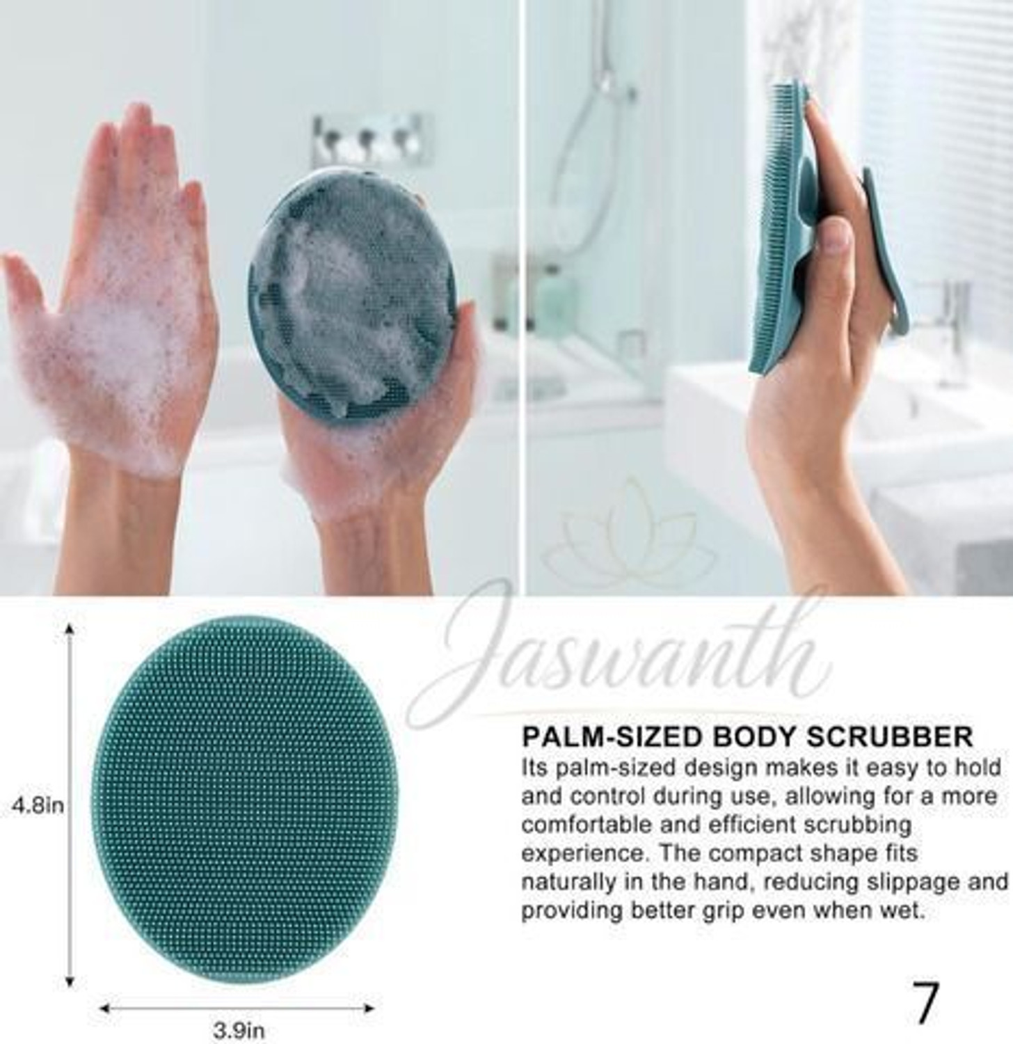 Image of JASWANTH Silicon Shower Bath BackBrush+Body Scrubber+Scalp Massager+Face Scrubber+Hooks-3