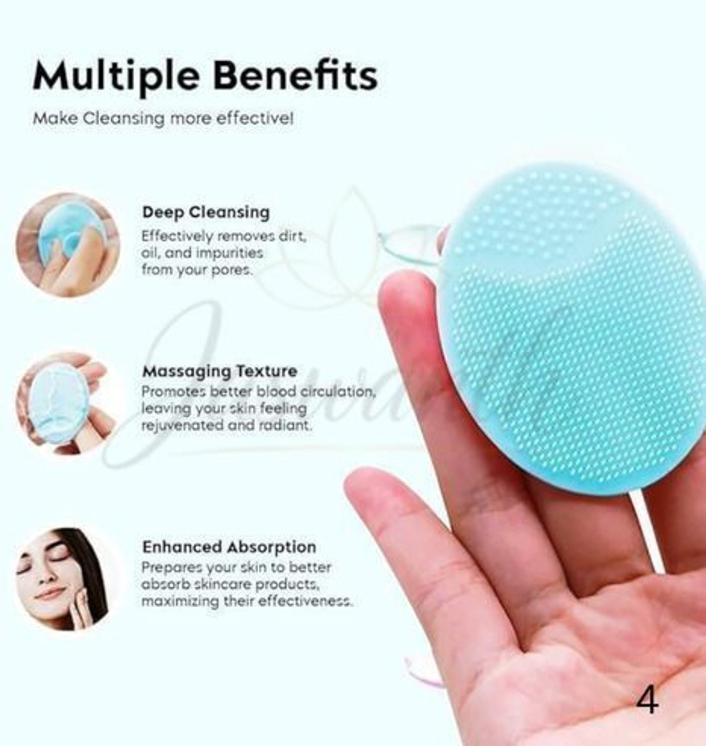 Image of JASWANTH Silicon Shower Bath BackBrush+Body Scrubber+Scalp Massager+Face Scrubber+Hooks-3