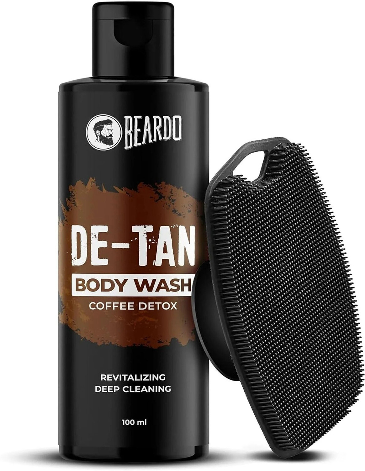 Image of BEARDO De-Tan Body Wash & Silicone Scrubber for Men | Exfoliating | Coffee & Aloe Vera