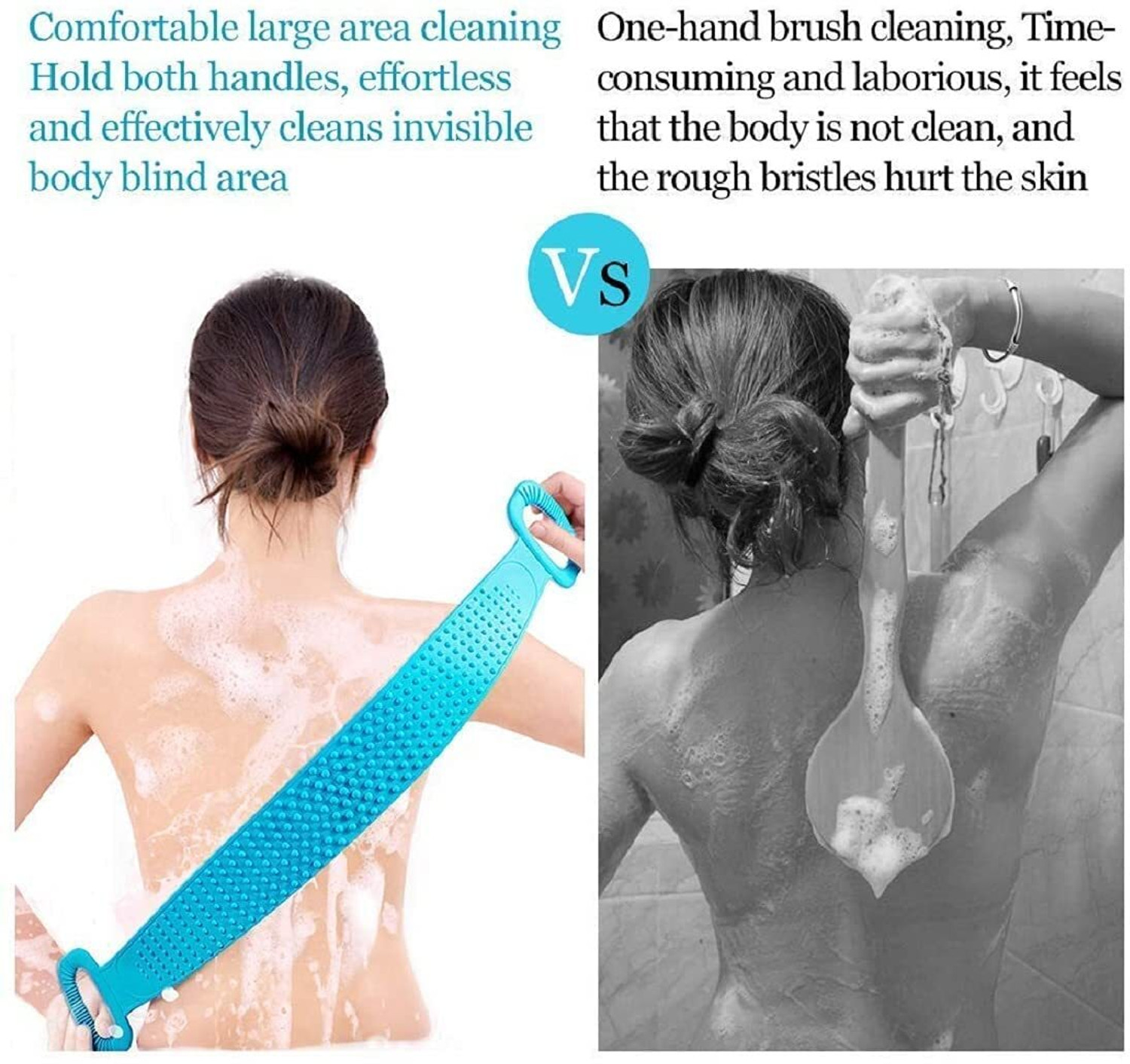 Image of AMOZI Silicone Body Back Scrubber, Bathing Brush for Deep Clean, Deadskin Removal Belt