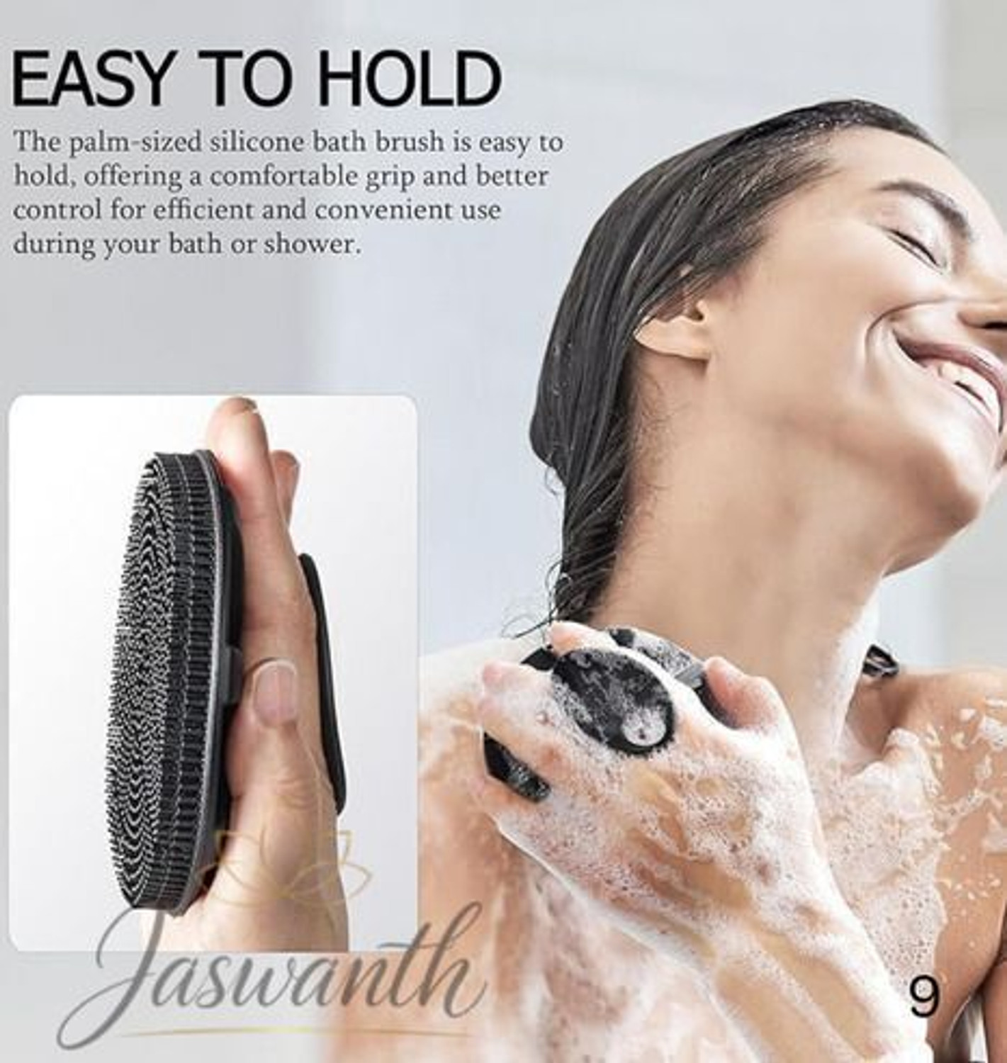 Image of JASWANTH Silicon Shower Bath BackBrush+Body Scrubber+Scalp Massager+Face Scrubber+Hooks-3