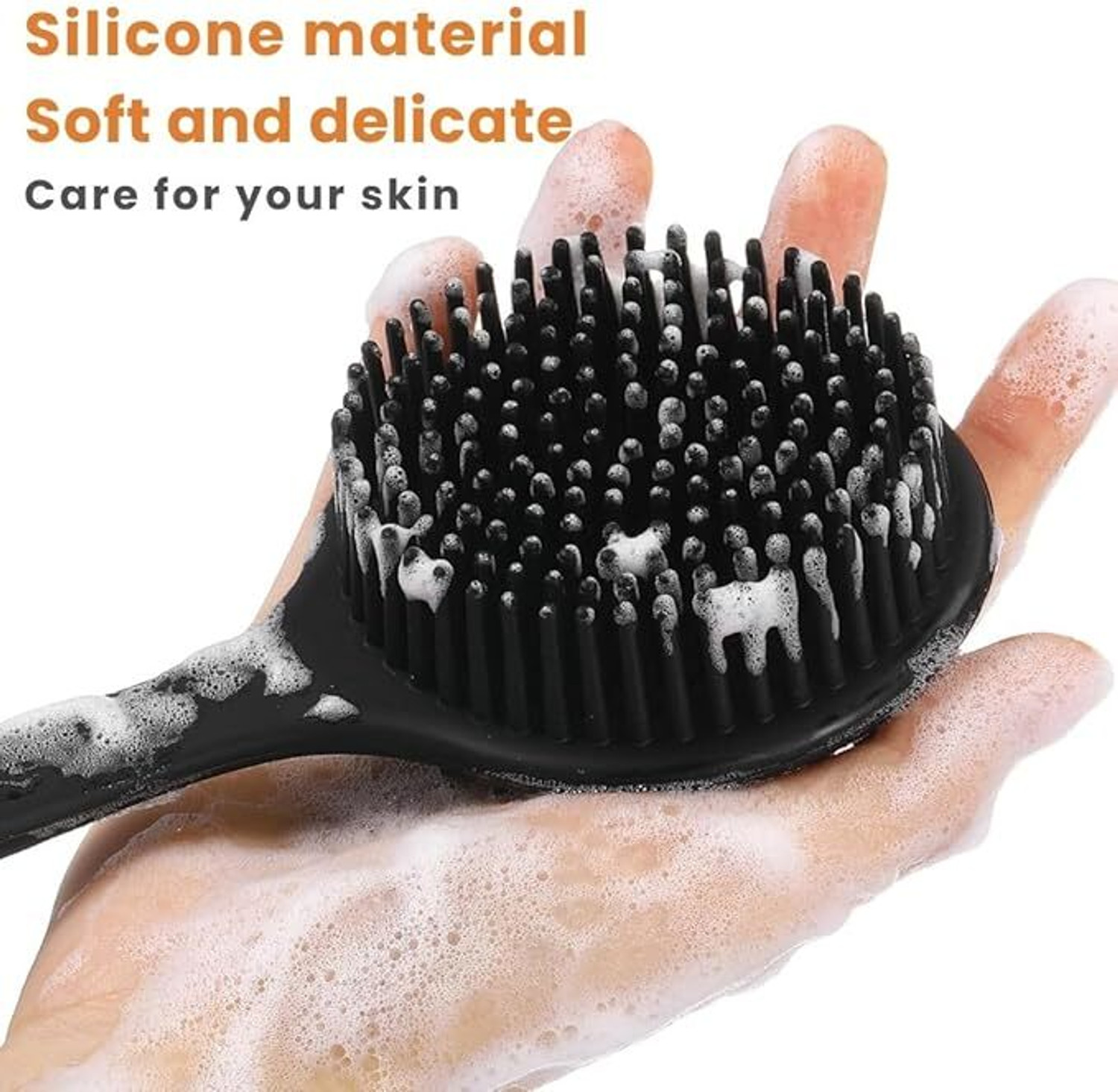 Image of Famire Bath Scrubber Combo Set Of 5 with Long Handle Body Brush |Silicone Body Brush, Face Cleaning Scrubber & Exfoliating Shower Brush (5 Items in the set)