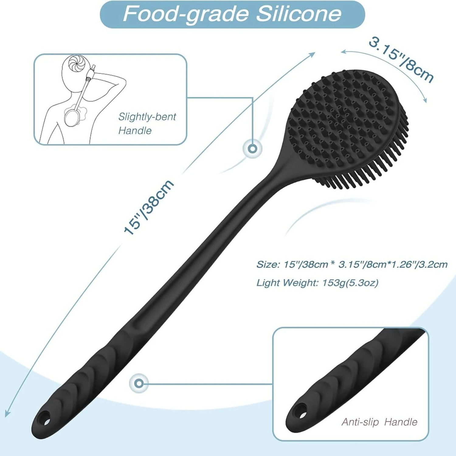 Image of CYNGLEM Silicon Shower Bath Back Brush+Body Scrubber+Scalp Massager+Face Scrubber+Hooks