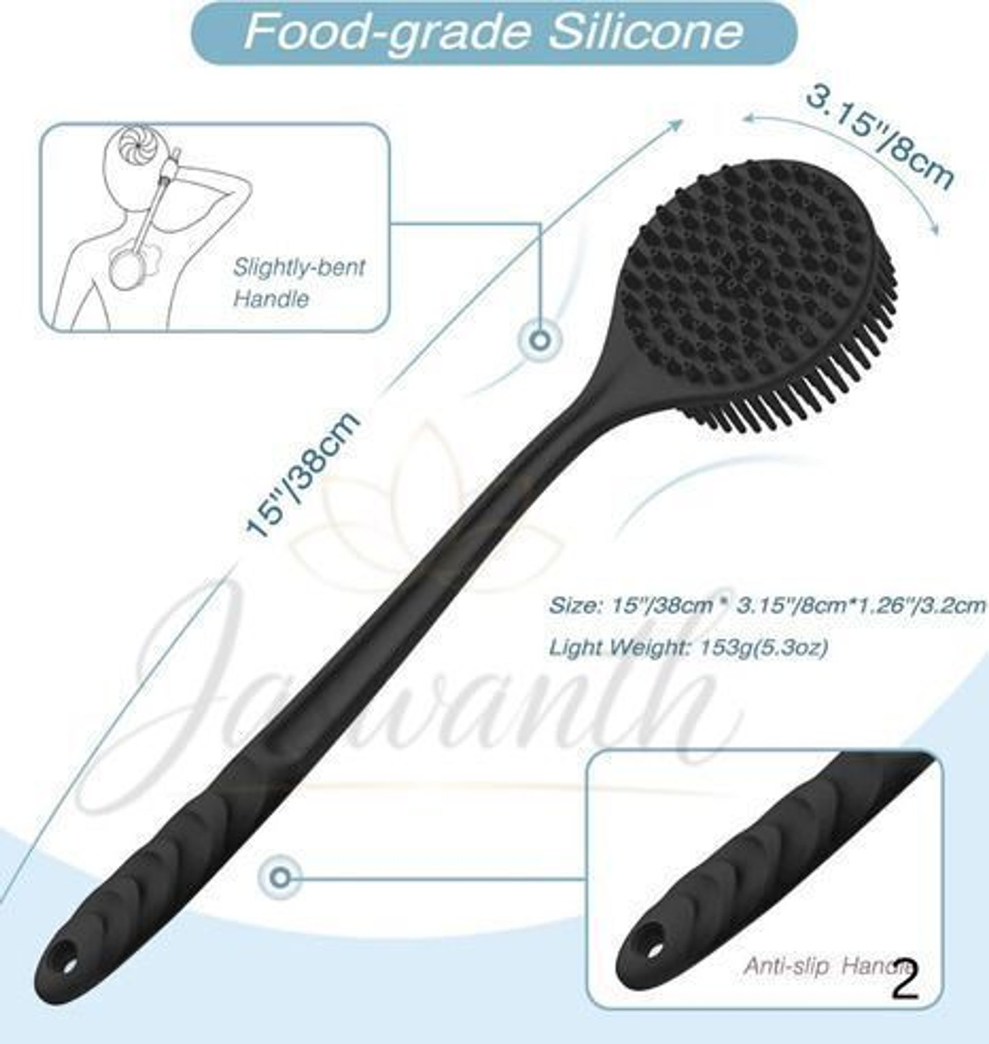 Image of JASWANTH Silicon Shower Bath BackBrush+Body Scrubber+Scalp Massager+Face Scrubber+Hooks-3