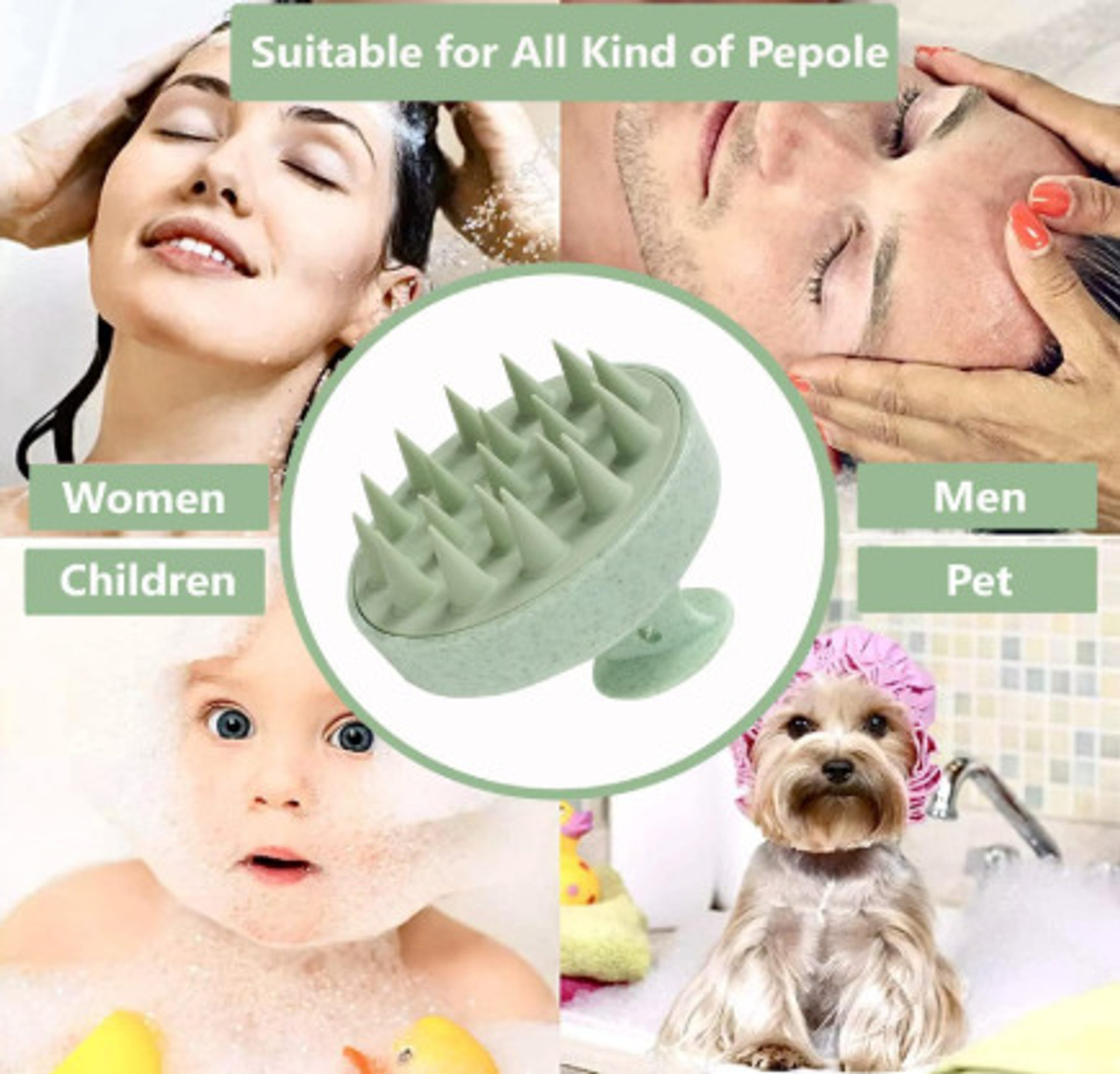 Image of TRACKHILLS 5 in 1 Silicone Back Scrubber & Exfoliating Body Scrubber & Shower Brush Combo
