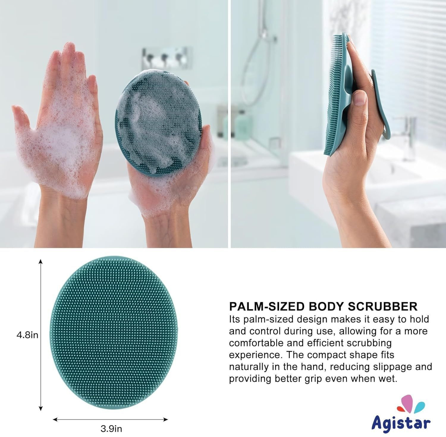 Image of Agistar Silicone Bath Scrubber 5 in 1 Back Brush Body Exfoliating Scalp Face Cleaner Set
