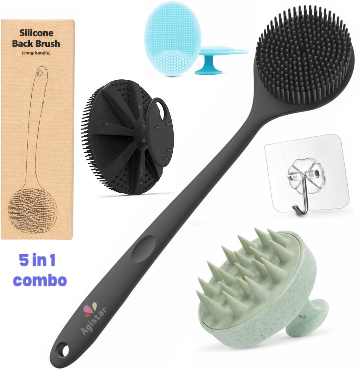 Agistar Silicon Shower Bath Brush Set