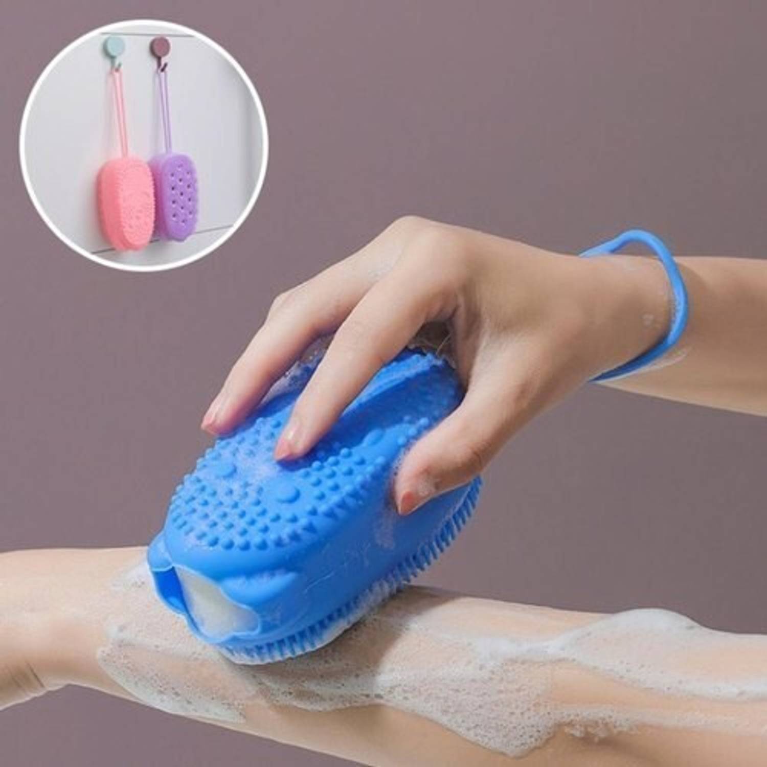ADONIZ Silicone Bubble Bath & Body Brush - BLUE - PACK OF 1
