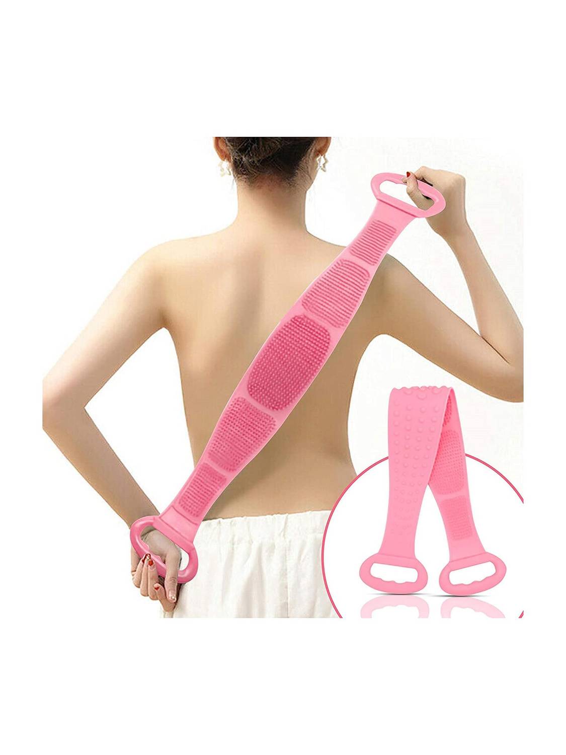 BeeDuck Double Side Silicone Body Back Scrubber Bathing Brush Skin Deep Cleaning Massage