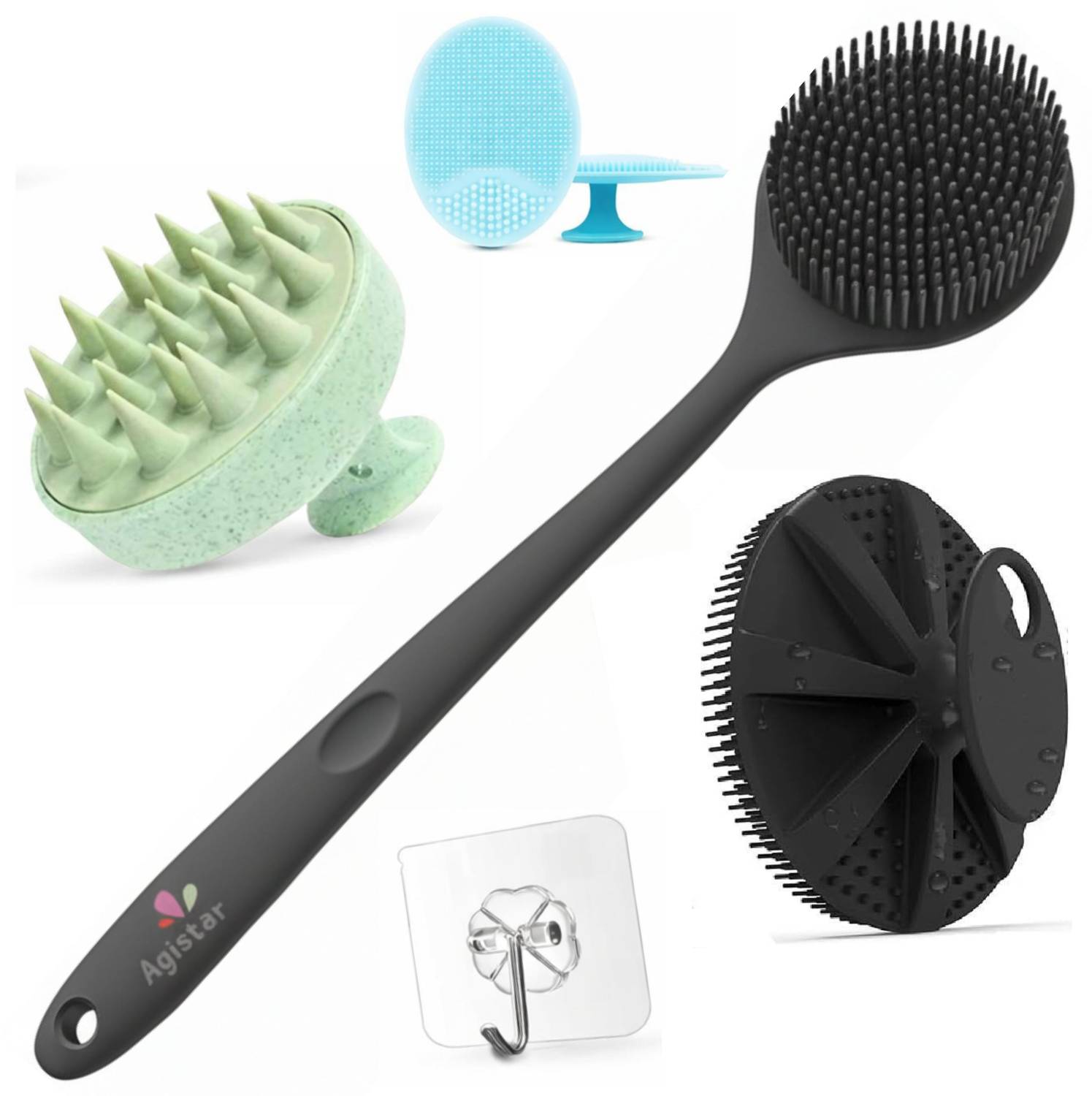 Agistar 5 in 1 Silicone Bath Scrubber Set