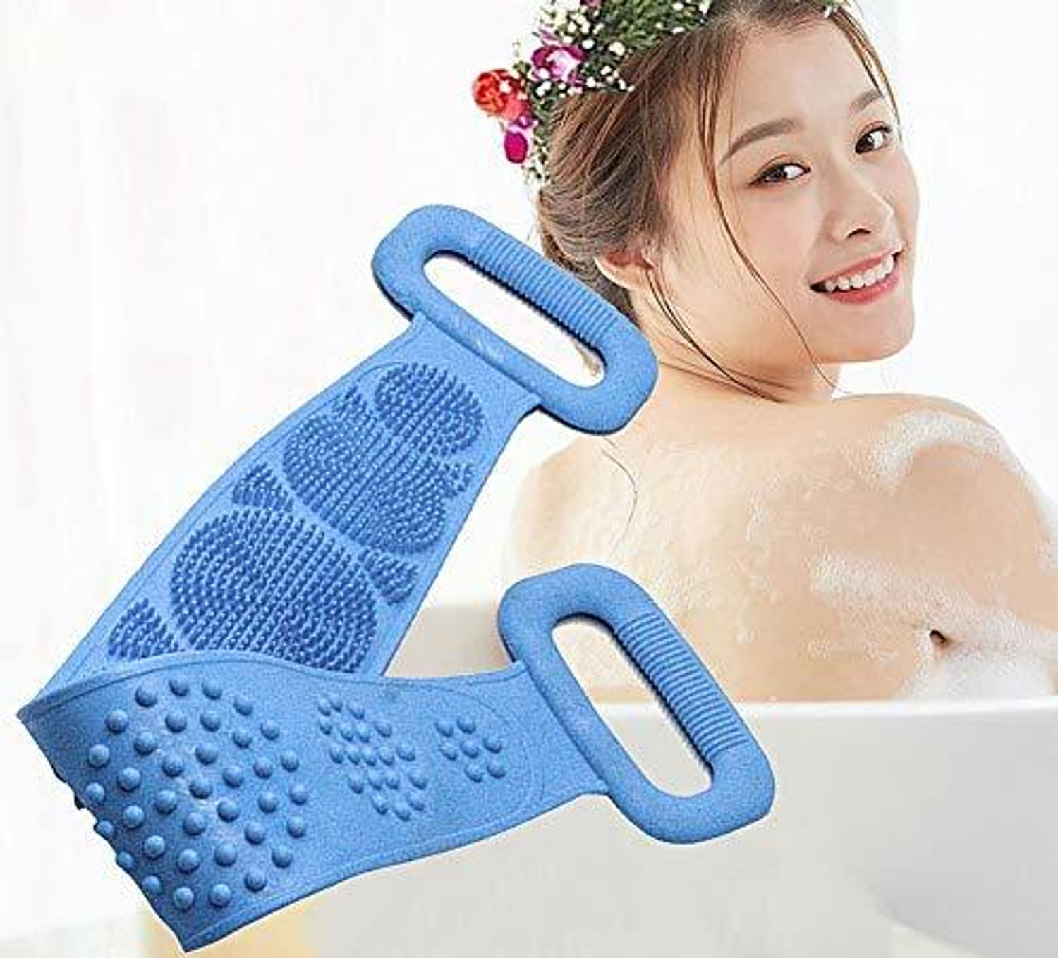 Image of DEVCHHAYA ENTERPRISE Body Wash Silicone Body Scrubber Belt Double Side Shower Belt Removes Bath Towel Scrub Pad