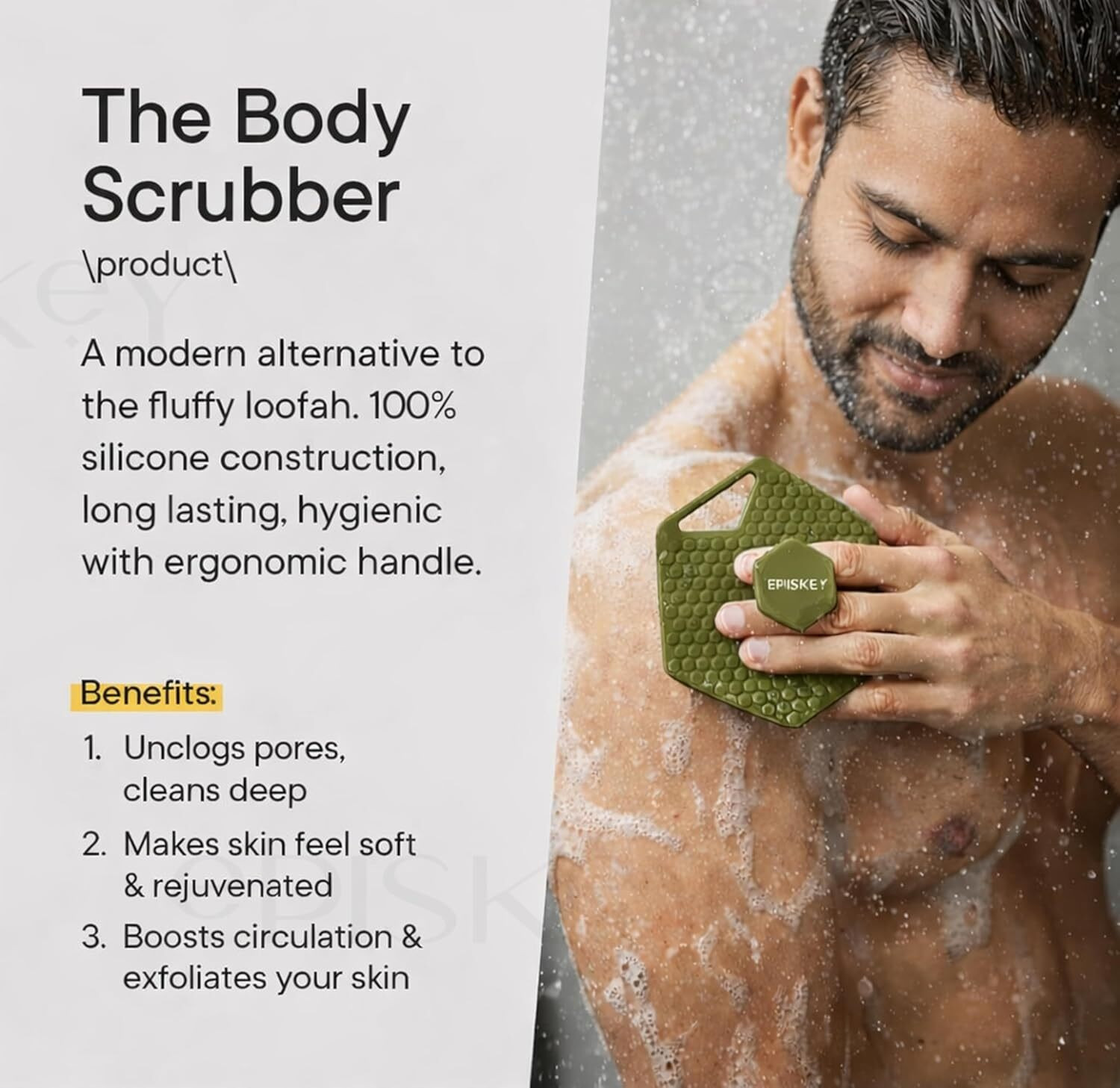 Image of Episkey Body Scrubber|Exfoliates|Deep Cleans|Bespoke Bristles|Ergonomic Handles-Green