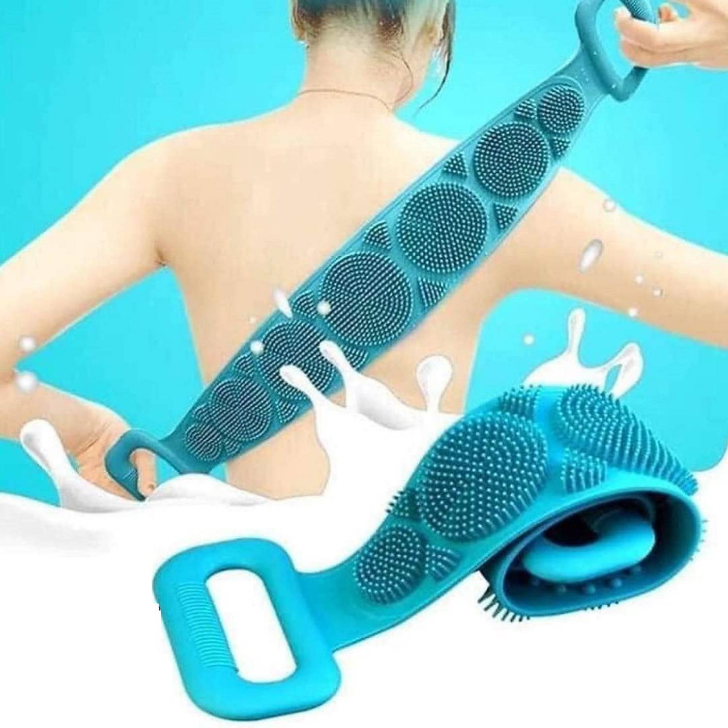 BeeDuck Silicone Double Side Body Back Scrubber Bath Brush Washer For Dead Skin Removal