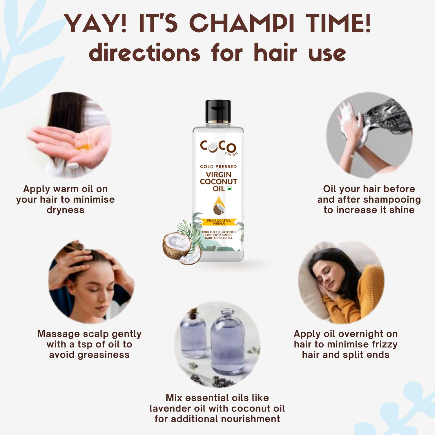 Image of COCO CRUSH Extra Virgin Coconut Hair Serum - 100% Pure Cold Pressed - For Hair Growth
