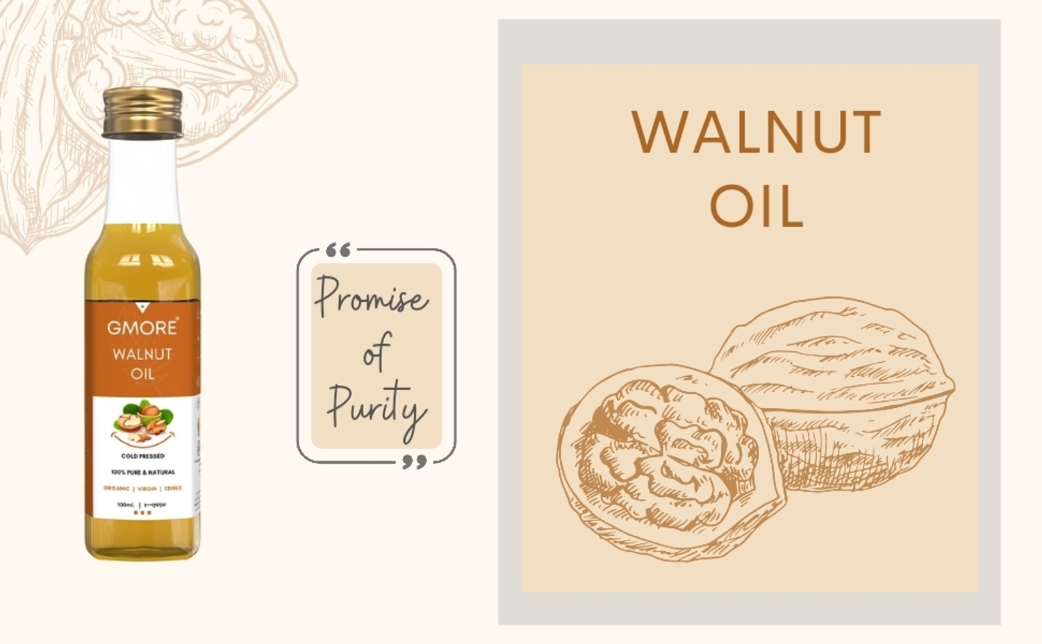 Image of Gmore Cold Pressed - Virgin - Walnut Oil - 100% Pure, 100% Natural