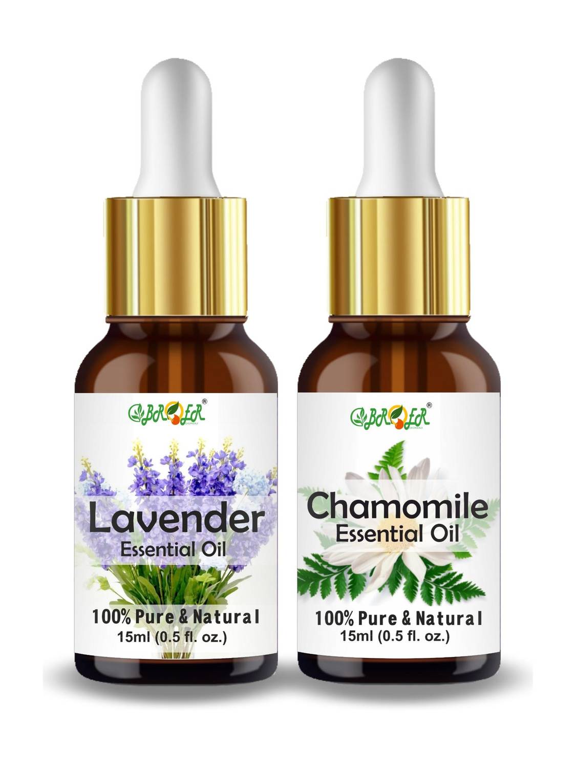 BROER Lavender & Chamomile Essential Oil - 100% Pure, Natural, Refreshing & Undiluted