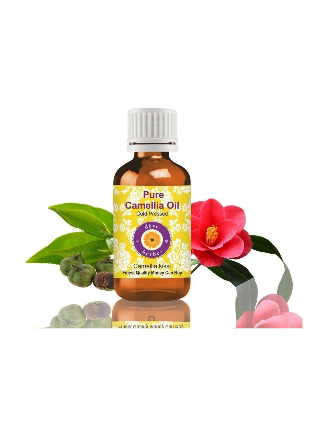 Image of deve herbes Pure Camellia Oil (Camelliakissi) -100% Natural Therapeutic Grade ColdPressed