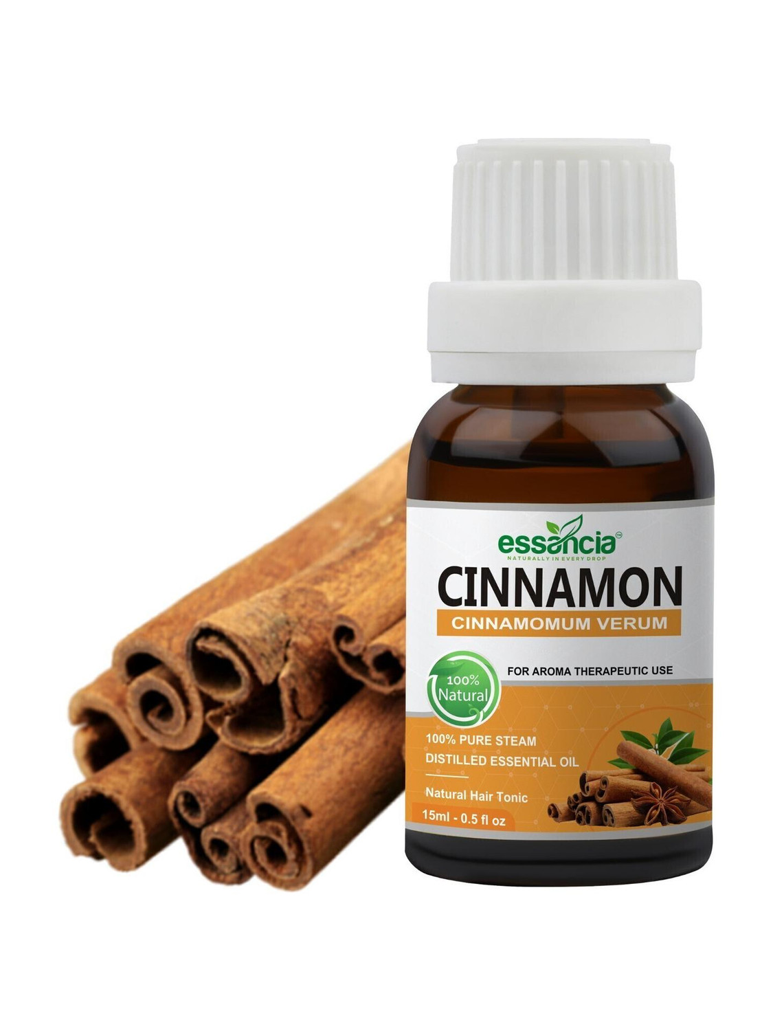 Image of essancia Cinnamon Essential Oil For Hair, Massage, Skin, Face, Body, Soap Making, Lips, Teeth, Difffuser & Aromatherapy. 100% Natural, Undiluted, Pure & Therapeutic Grade Essential Oil.