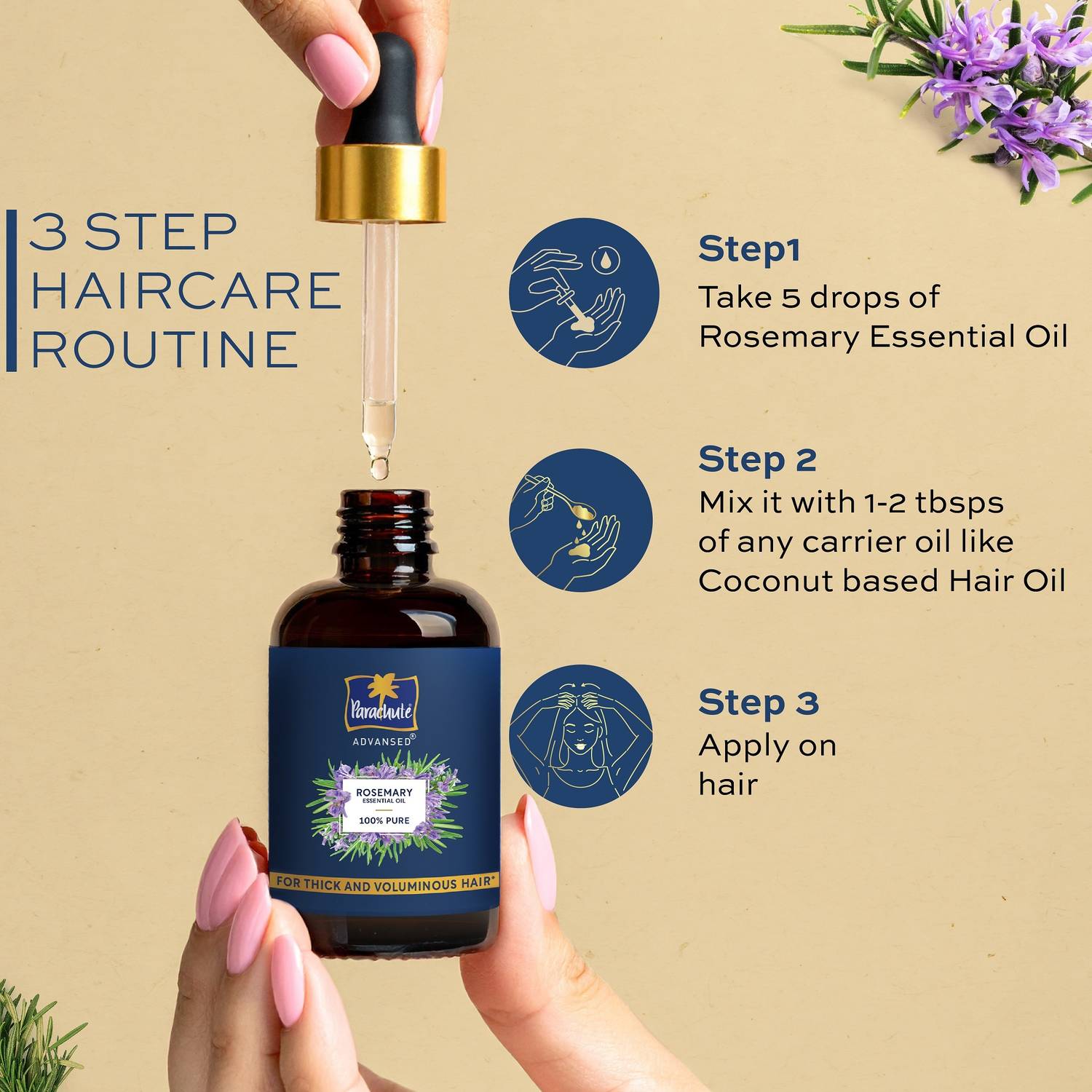 Parachute Rosemary Essential Oil 100ml - Image 4