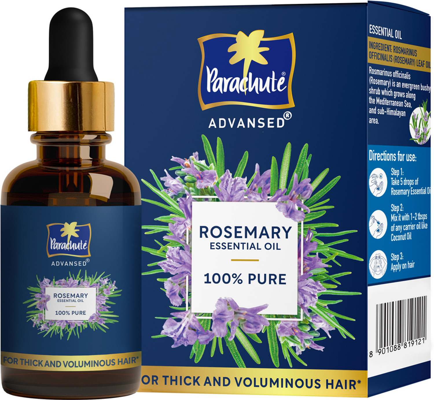 Image of Parachute Advansed Rosemary Essential Oil | 100% Pure | Thick & Voluminous Hair
