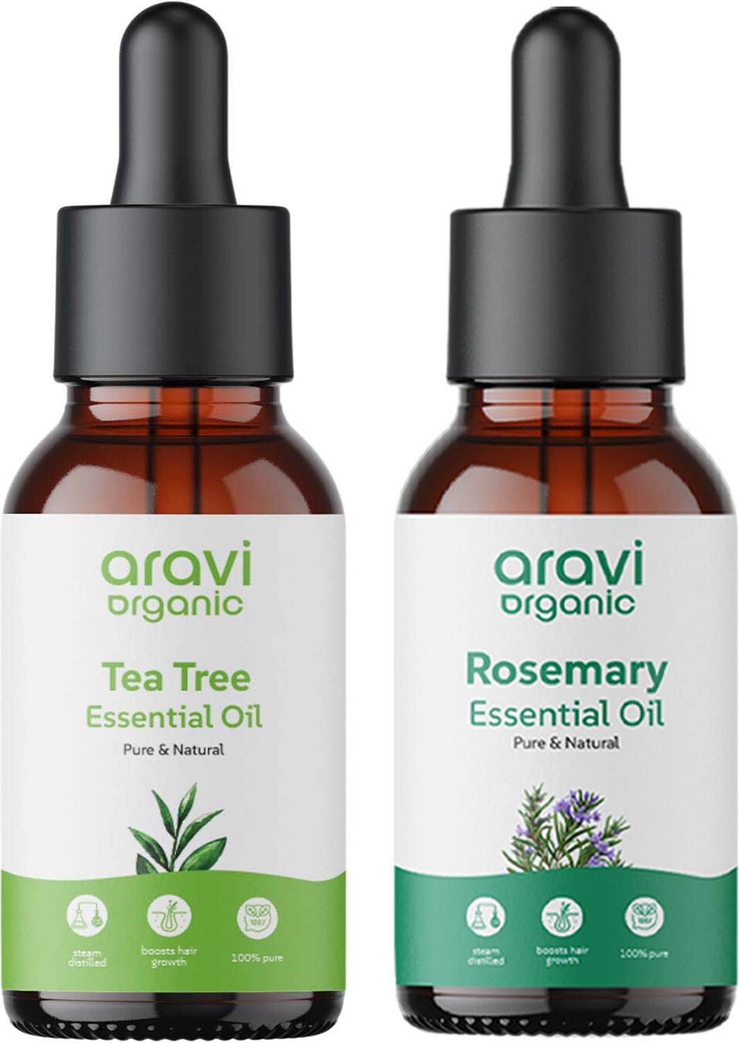 Aravi Organic 100% Pure Tea Tree And Rosemary Essential Oil For Hair Growth and Acne Care